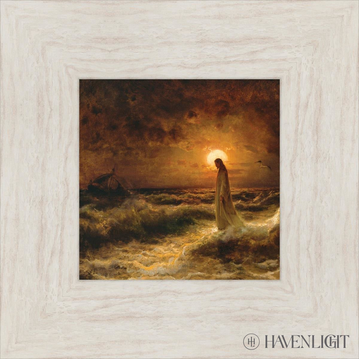 Christ Walking On The Water - Religious Wall Art Decor for Home, Church & Office - Inspirational Christian Painting for Faith-Based Interiors