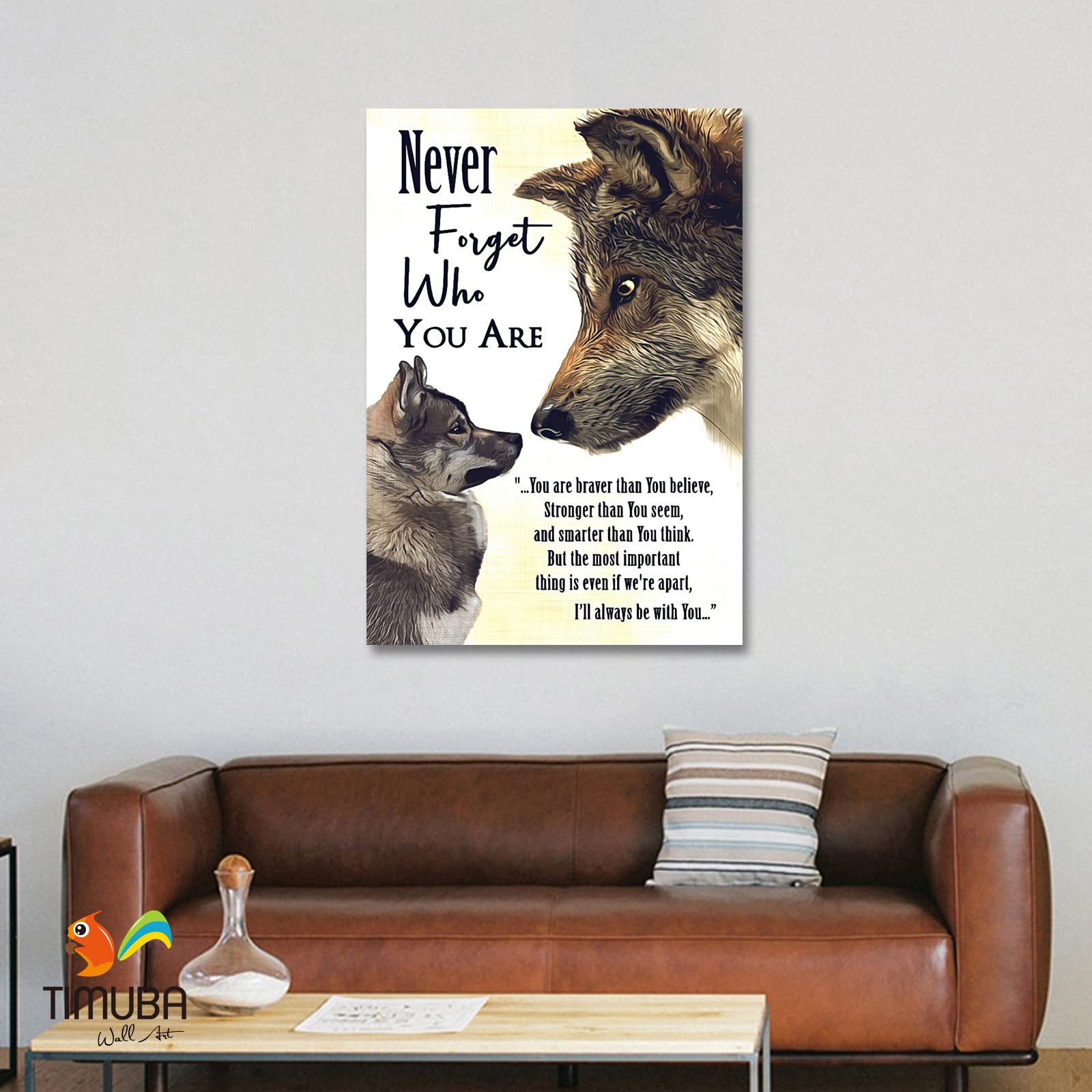 Inspirational Wall Art - Motivational Canvas Prints for Office & Home Decor, Positive Quote Wall Art with Wolf Design, Modern Framed Artwork (32x48 Inches) - Perfect for Living Room, Bedroom or Workspace