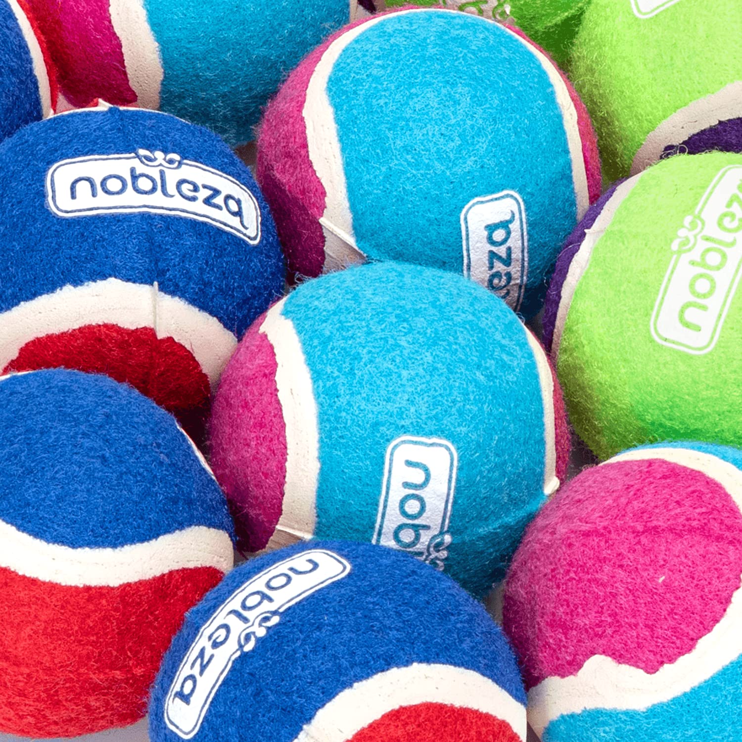 Nobleza 12 Pack Durable Natural Rubber Squeaky Tennis Balls for Dogs - Bouncy, Floatable & Interactive Dog Toys for Fetch, Training & Exercise - Perfect for Small & Medium Dogs (2.5 Inch) - Great for Backyard Play, Pool Fun & Outdoor Adventures