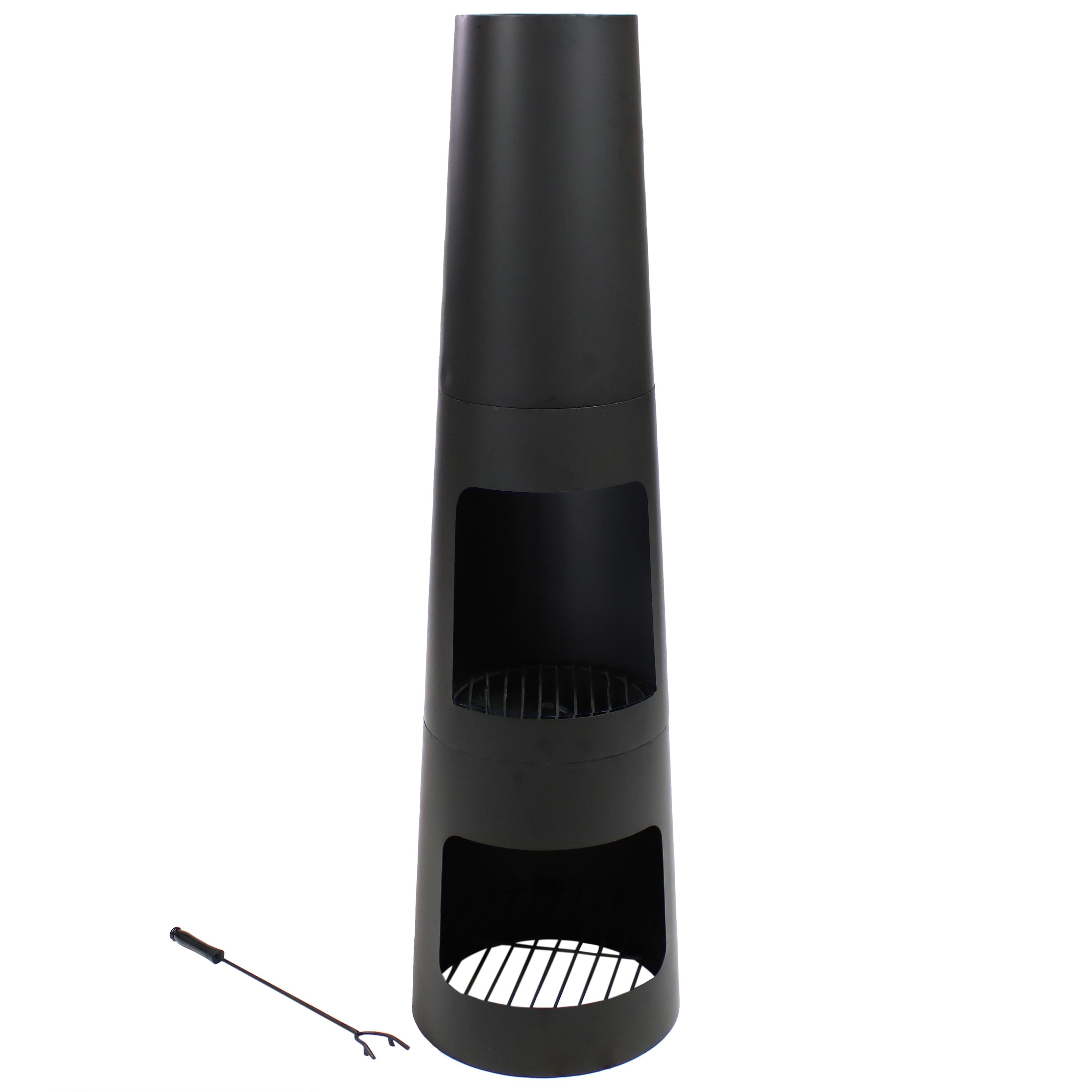 Sunnydaze 49-Inch Steel Outdoor Chiminea Fire Pit with Built-In Log Storage - Perfect for Backyard, Patio, and Garden Gatherings