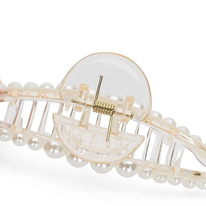 Premium Large Pearl Hair Clips for Women & Girls - Non-Slip Strong Hold Claw Clutches for Thick Hair - Elegant Hair Accessories (Pack of 1) - Perfect for Weddings, Parties & Everyday Styling