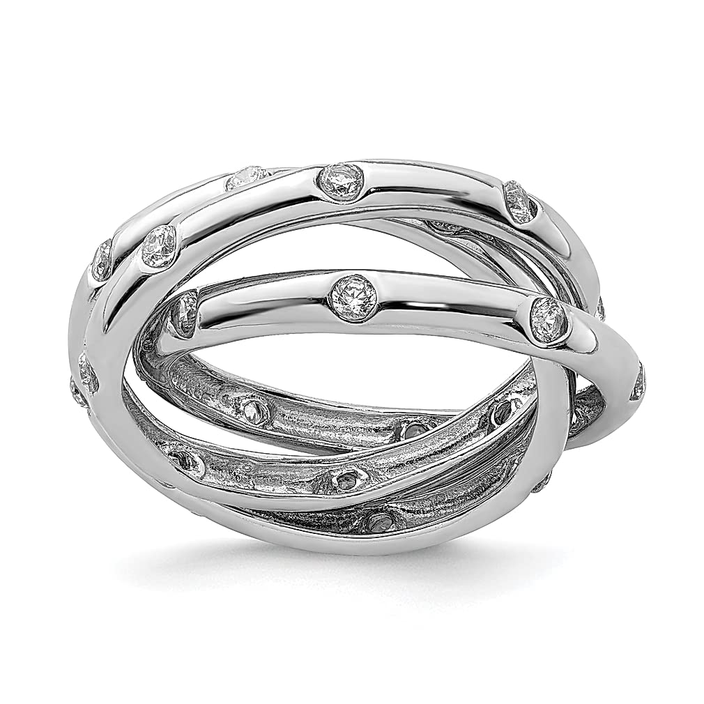 925 Sterling Silver Cubic Zirconia Rolling Band Ring for Women - Elegant CZ Wedding Band, Anniversary & Valentine's Gift - Perfect for Everyday Wear, Date Nights & Special Occasions