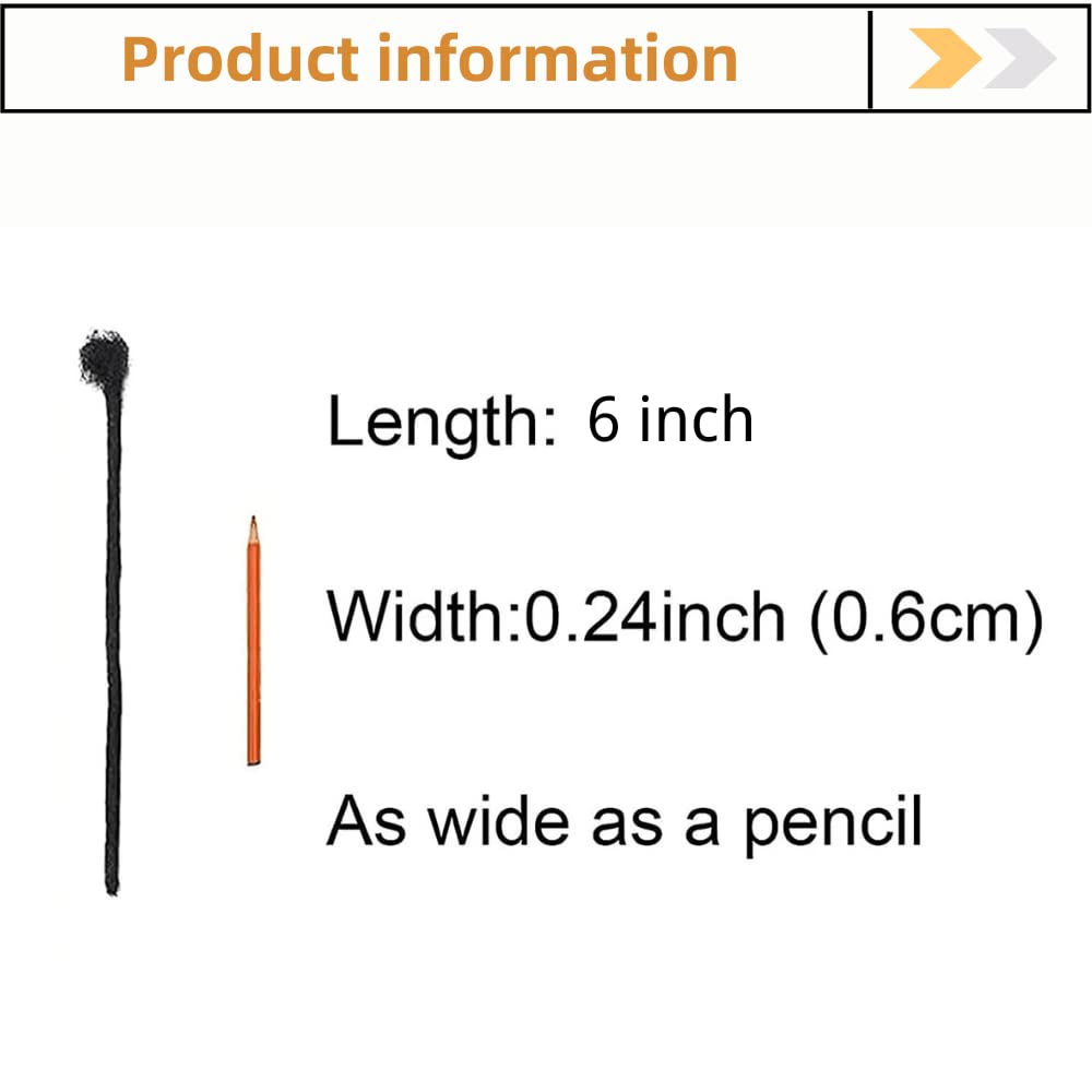 100% Human Hair Loc Extensions - 6 Inch Length, 0.6cm Width, Permanent Dreadlocks for Men & Women (70 Strands Natural Black) | Dyeable & Handmade | Perfect for Protective Styling, Hair Growth & Fashion Looks