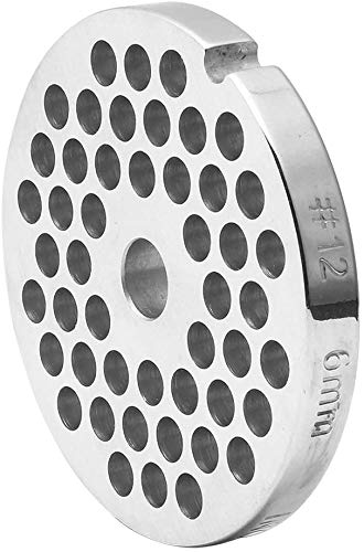 Premium #12 Stainless Steel Meat Grinder Plate - 1/4 Inch (6mm) Holes for Perfect Ground Meat - Ideal for Home Kitchens, Butcher Shops & Sausage Making