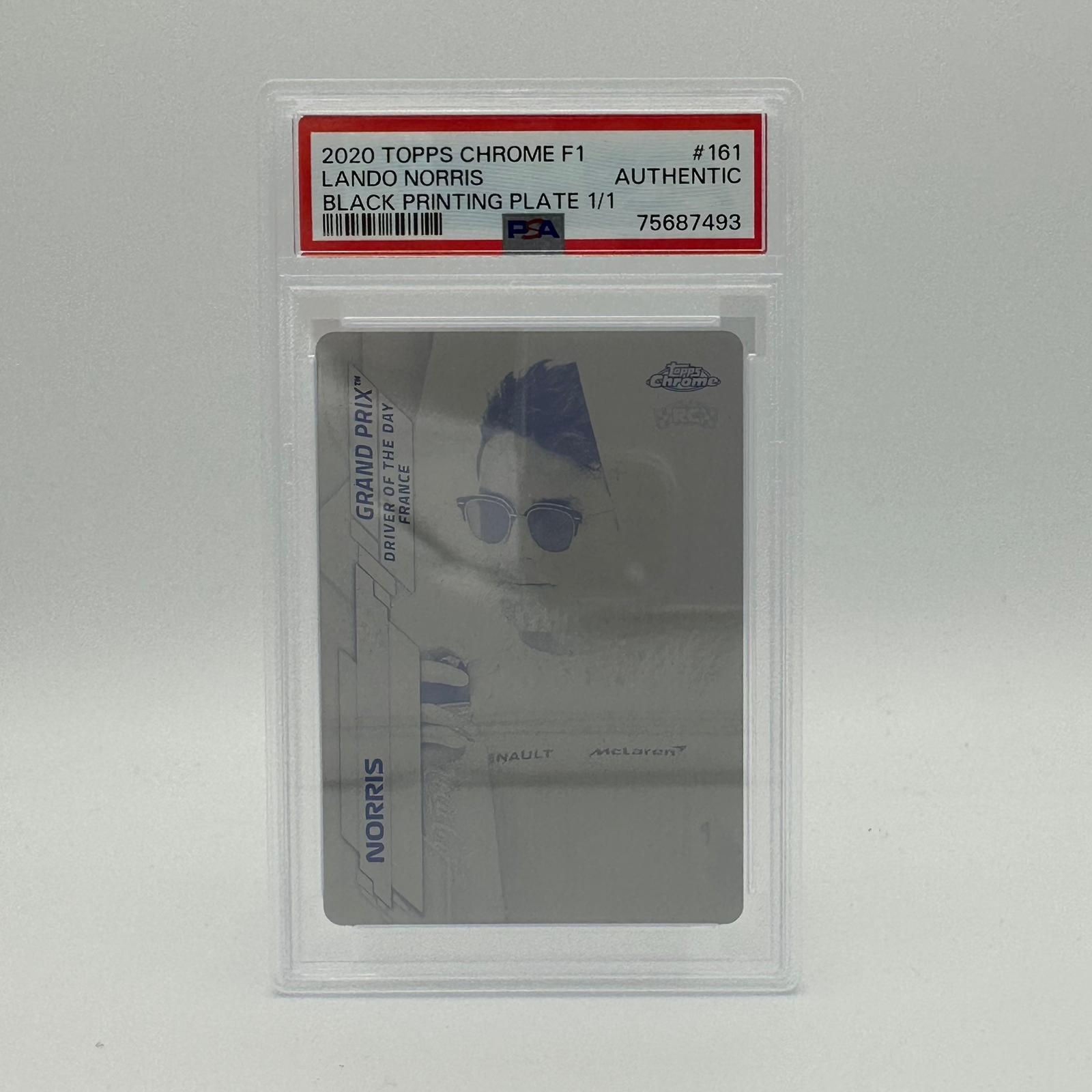 PSA Authentic 1/1 Lando Norris #161 Black Printing Plate Chrome 2020 - Rare Collectible for F1 Fans & Sports Memorabilia Enthusiasts