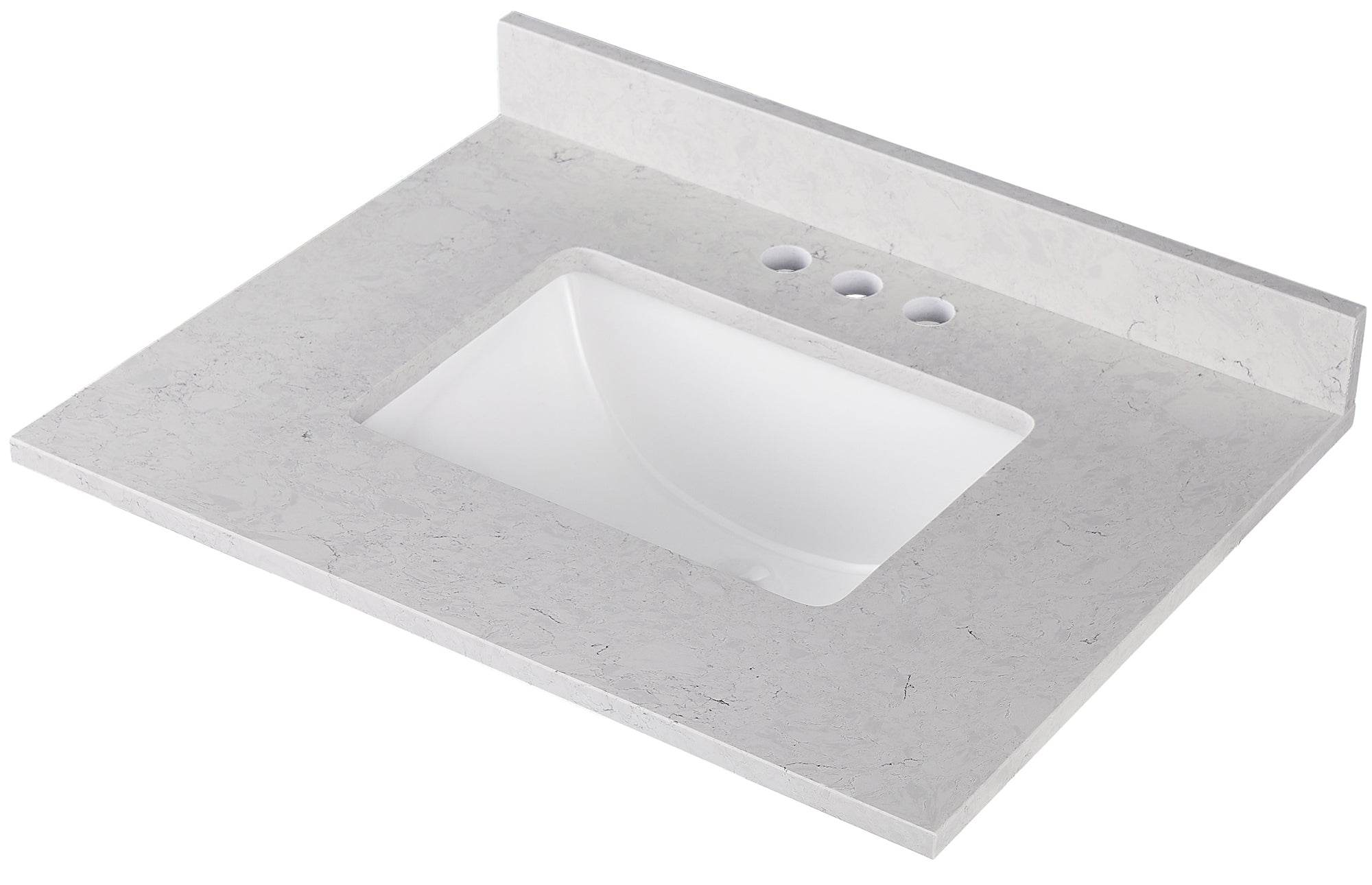 Amalfi 25W x 22D Engineered Marble Bathroom Vanity Top with Rectangular Undermount Sink - Perfect for Modern Bathroom Renovations and Master Suite Upgrades