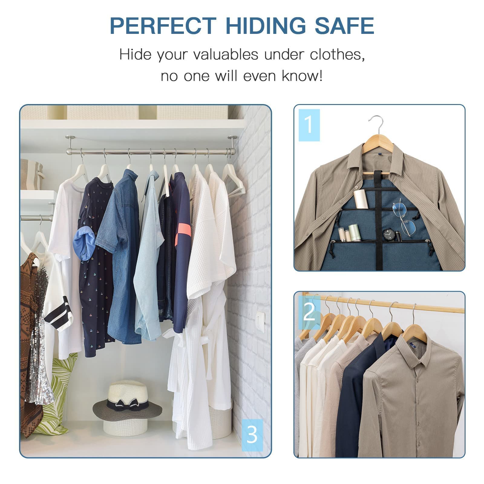 Bukere Hanger Diversion Safe - Hidden Money Stash & Travel Security Pouch | Portable Shower Caddy Tote Bag for Home, College Dorm & Outdoor Use | Discreet Cash Storage Solution for Travel Safety