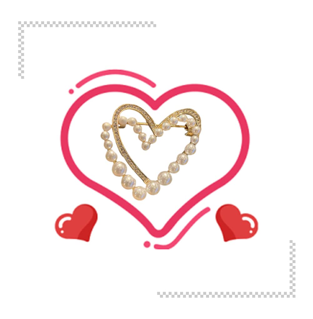 Heart-Shaped Pearl Brooch with Crystals - Elegant Lapel Pin for Women's Dresses, Coats, Sweaters & Hats | Perfect Jewelry Gift for Weddings, Anniversaries & Romantic Occasions | Adds Glamour to Scarves, Shawls & Formal Attire