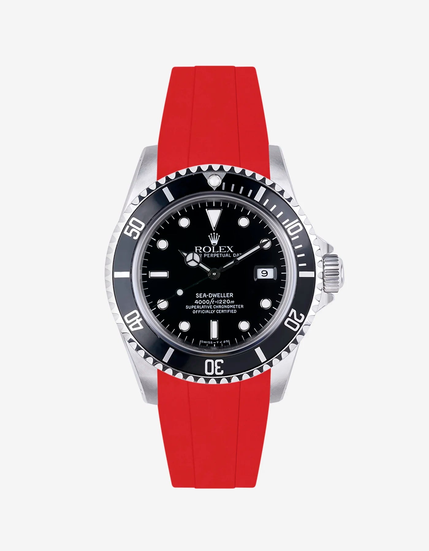 High-Quality FKM Rubber Watch Strap with Original Clasp for Rolex Sea Dweller 16600 - Durable, Comfortable & Waterproof for Diving, Swimming & Outdoor Activities