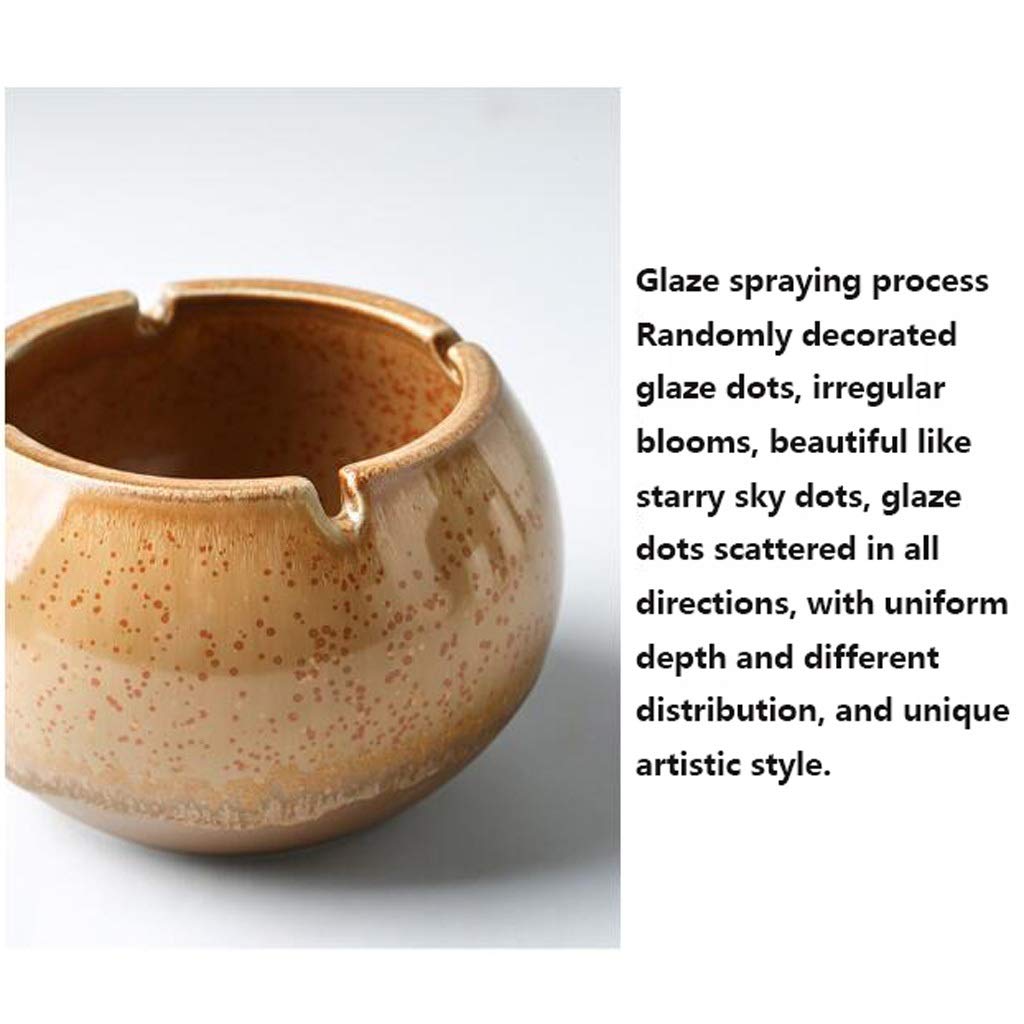 Windproof Ceramic Ashtray with Lid - Elegant Home & Office Decor, Desktop Decorative Gift for Smokers (Yellow) | Perfect for Indoor Use, Patios, and Outdoor Gatherings