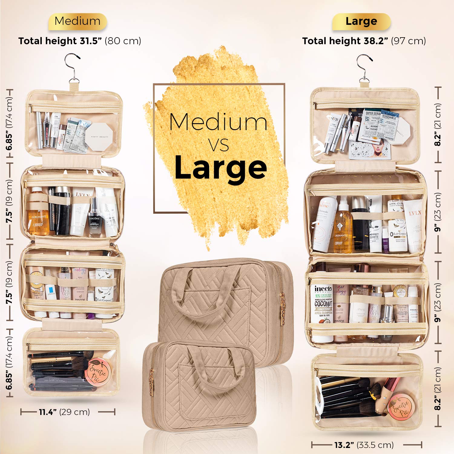 BOACAY Hanging Travel Toiletry Bag for Women - Waterproof Makeup Organizer with Multiple Pockets for Cosmetics, Toiletries & Travel Essentials - Perfect for Bathroom, Shower, Camping & Vacation Trips