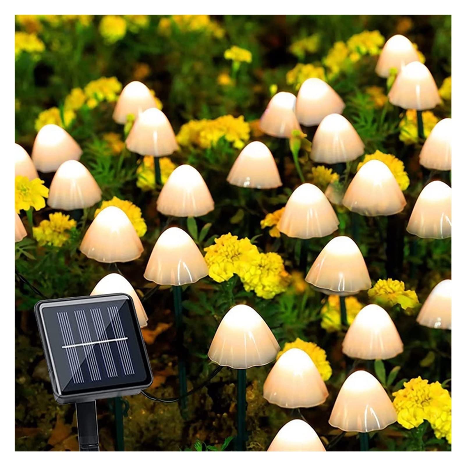 BZGKNUL Solar Powered Outdoor Mushroom String Lights - Waterproof LED Garden Lights with 8 Modes for Yard, Patio, Party, Wedding & Festival Decorations | Perfect for Backyard, Garden Pathway, and Outdoor Evening Ambiance