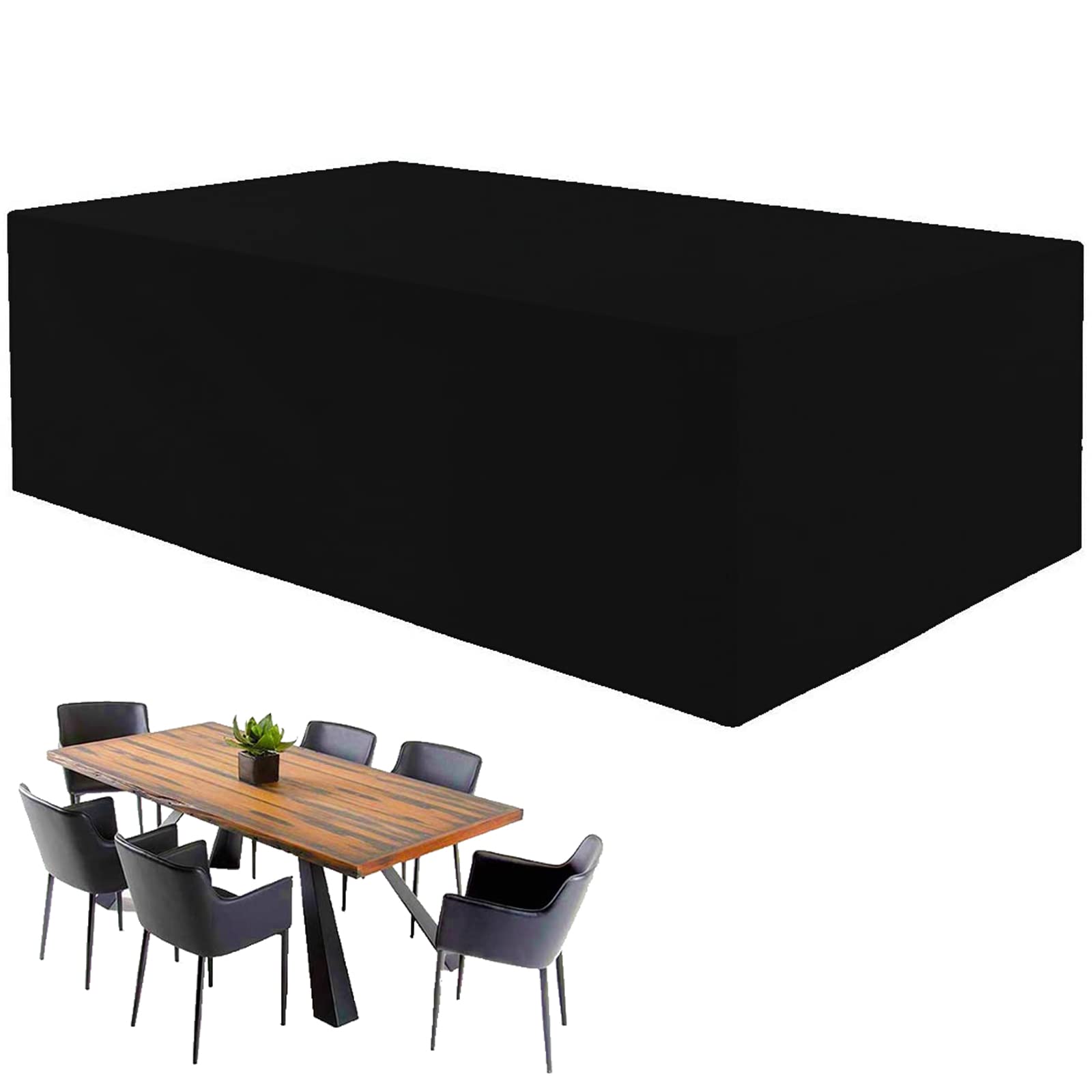 Waterproof Outdoor Patio Table Cover 126x87x28 Inches - Heavy Duty 420D Oxford Fabric Rectangle Garden Furniture Protector for Square Tables & Chairs | All-Weather Protection for Backyard, Deck & Poolside Use