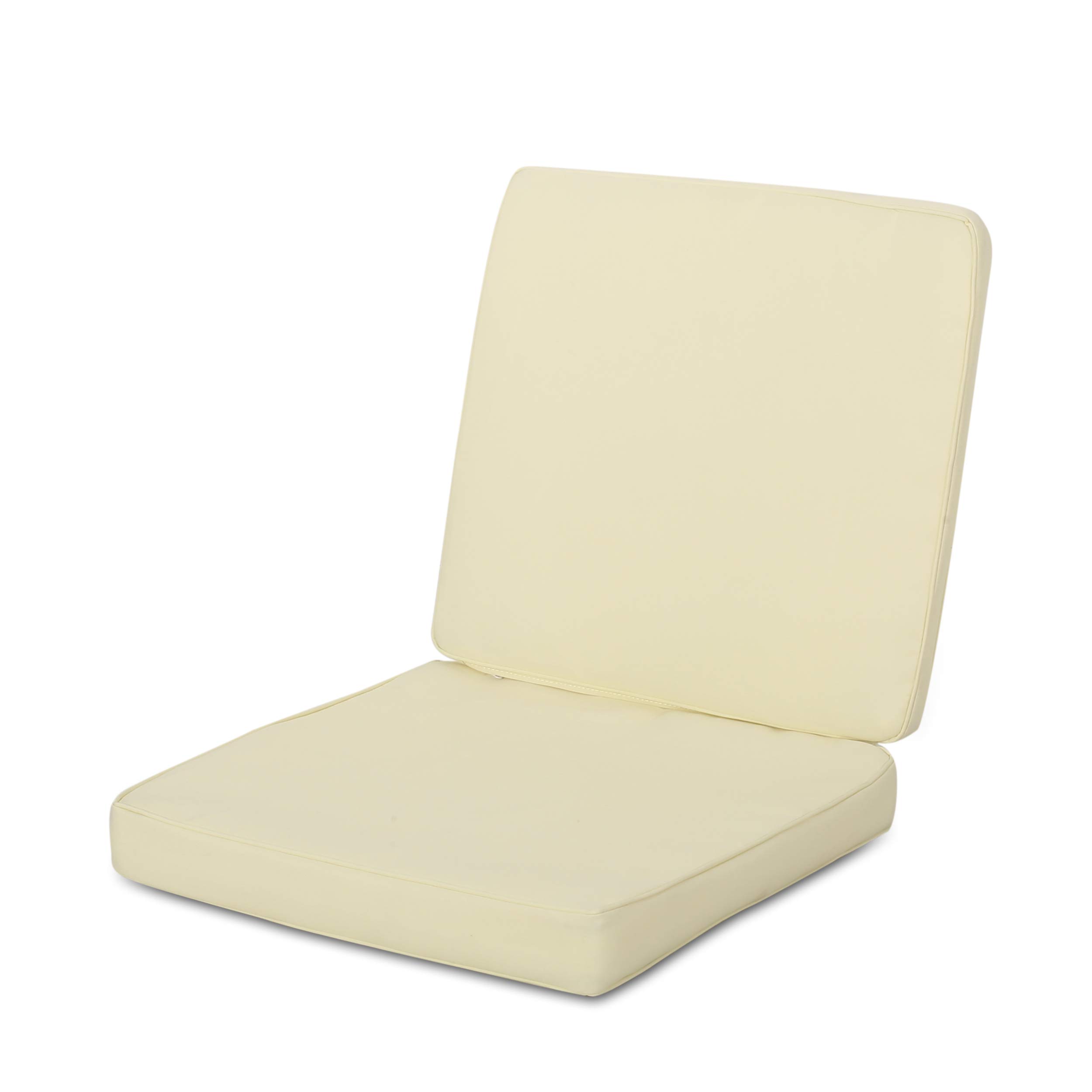Christopher Knight Home Gavin Outdoor Water Resistant Fabric Club Chair Cushions - 1 Pack Cream - Weatherproof Patio Furniture Cushions for Garden, Poolside & Deck Lounge Chairs