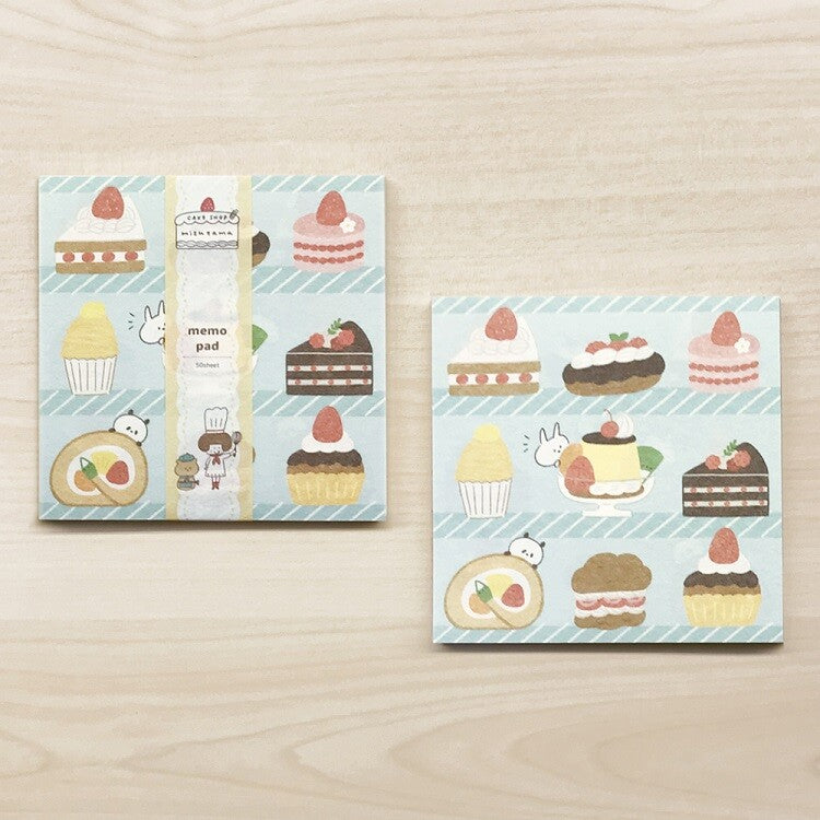 Mizutama Cake Shop Memo Pad - Cute Floral Pattern Notebook for Baking Recipes, Grocery Lists & Office Notes - Perfect for Bakers, Students & Organizers