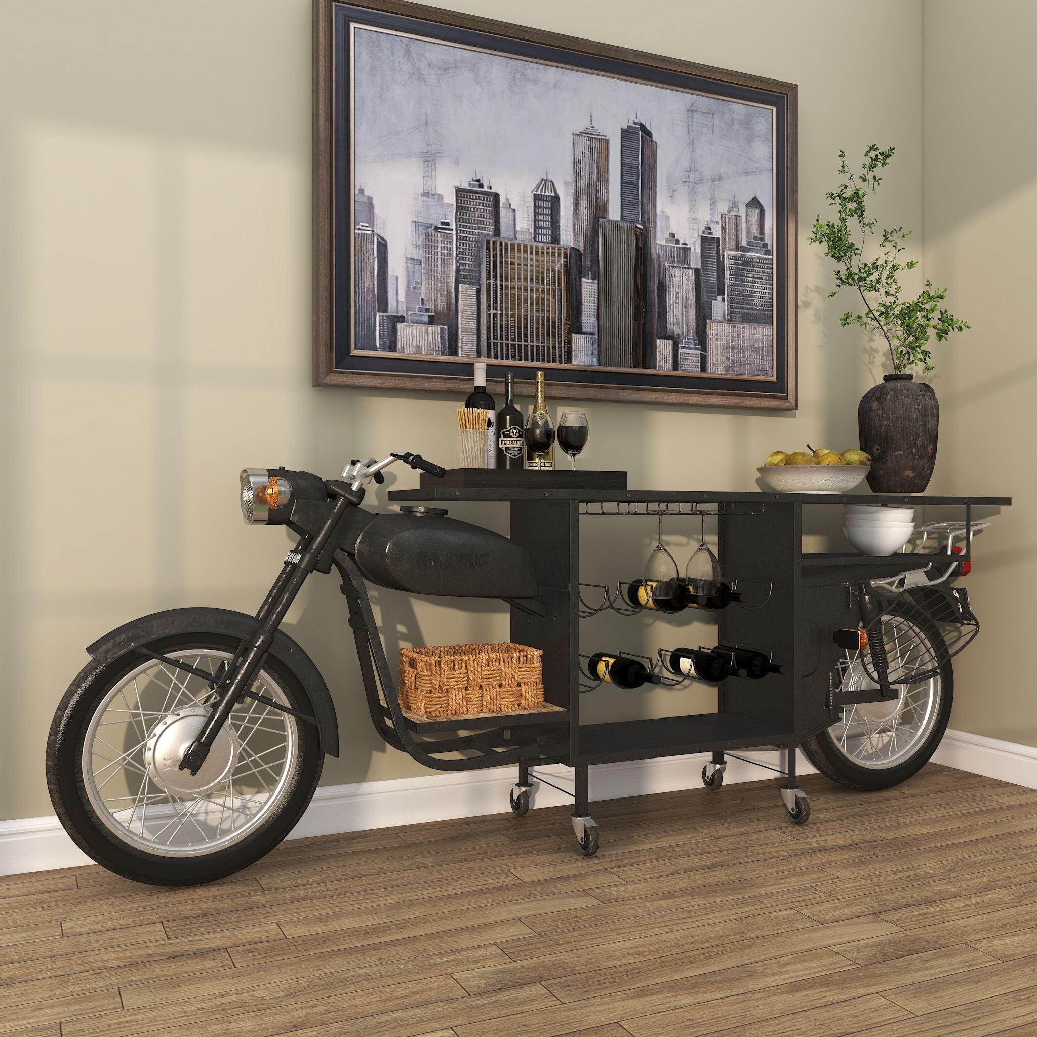 Andres Black Bar Unit - Modern Home Bar Cabinet for Living Room, Kitchen & Dining Room - Perfect for Entertaining & Storage