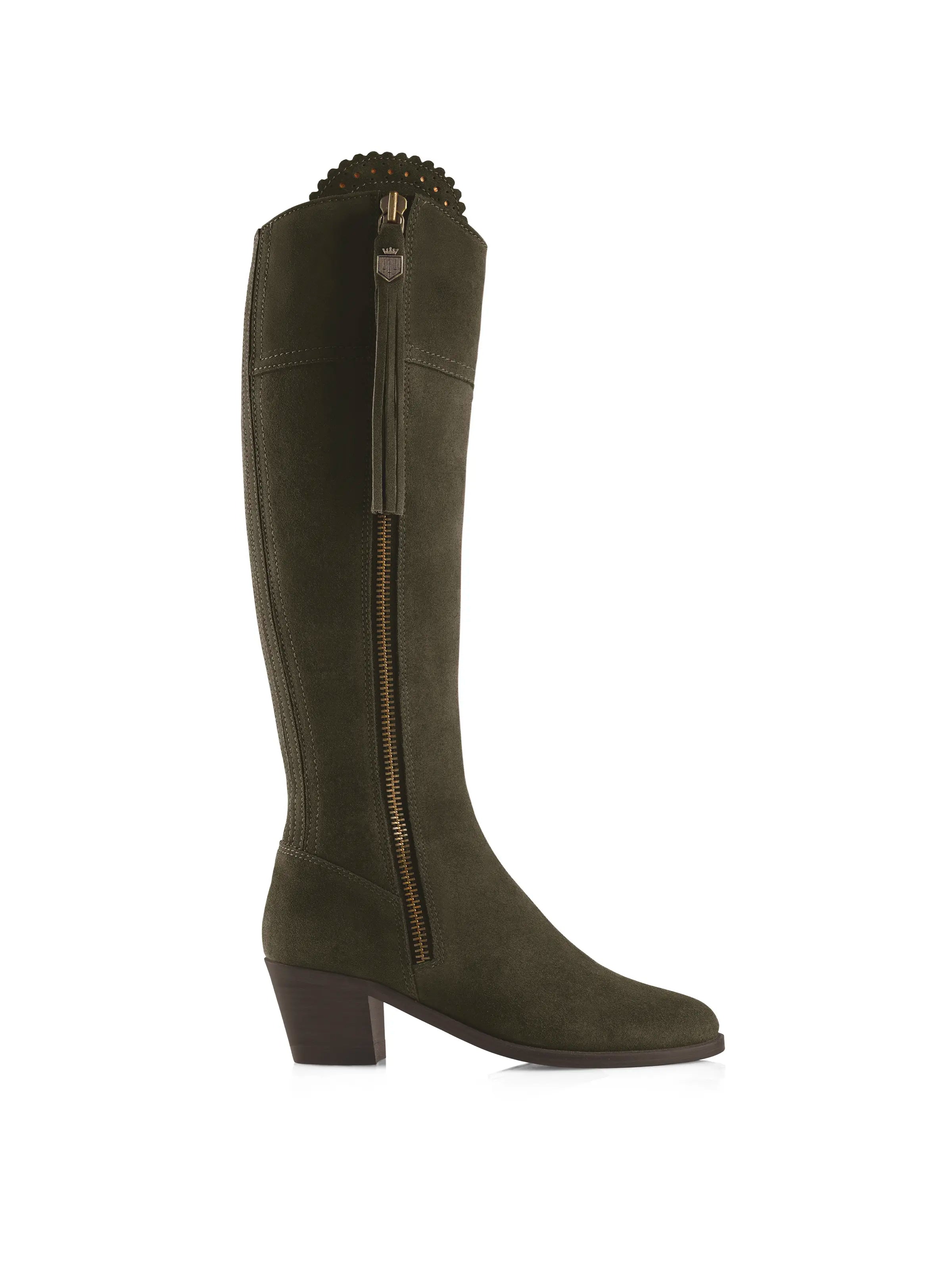 Regina Women's Moss Green Suede Heeled Shoes - Comfortable & Stylish for Work, Parties & Special Occasions