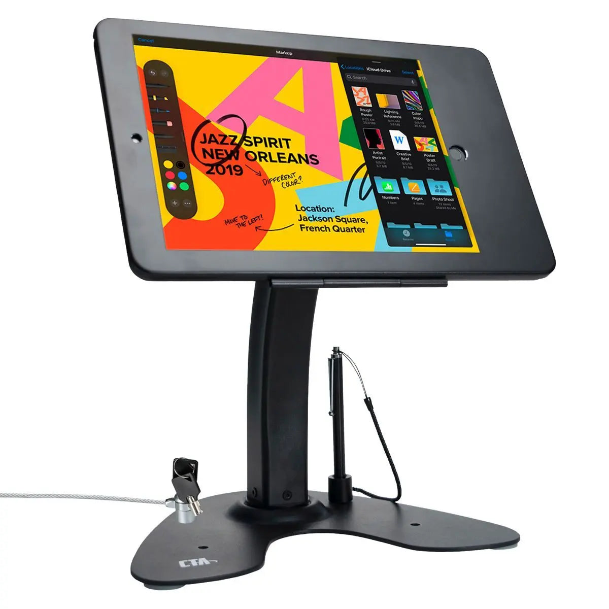Secure Dual-Screen Kiosk Stand with Locking Enclosure & Anti-Theft Cable - Ideal for Retail Stores, Airports & Public Spaces