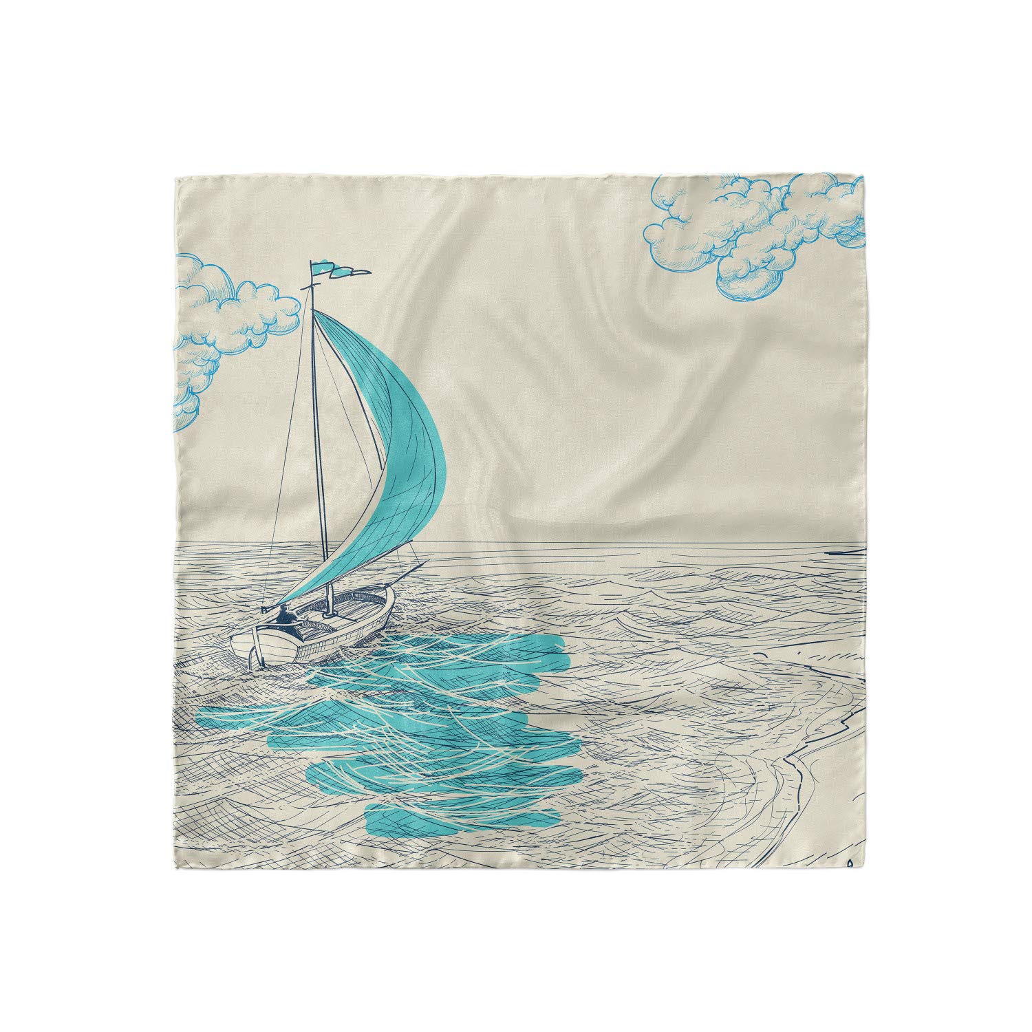Ambesonne Black and White Head Scarf - Stylish Cloudy Sailing Boat Print Hair Wrap for Women | Perfect for Beach, Travel, and Everyday Fashion Accessory