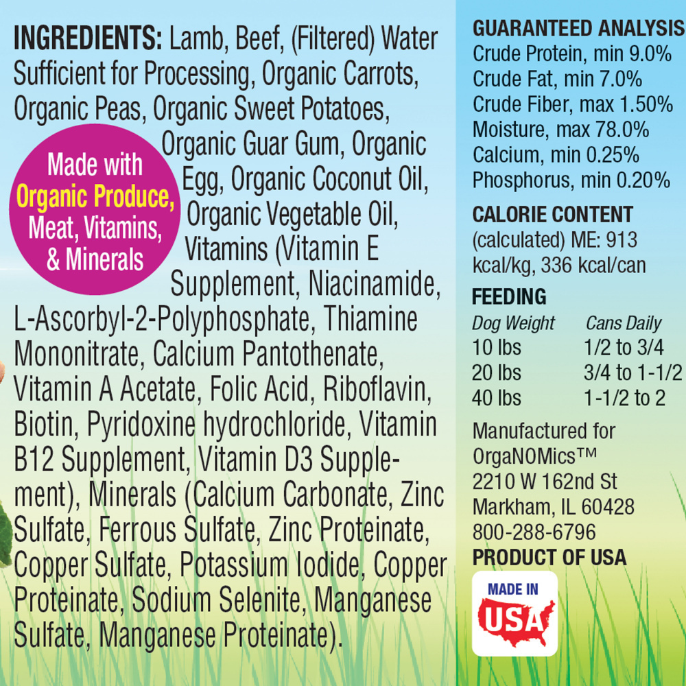 Premium Organomics Lamb & Beef Dinner for Dogs - Grain-Free, High-Protein Dog Food for All Breeds & Ages - Perfect for Mealtime, Training Treats & Weight Management