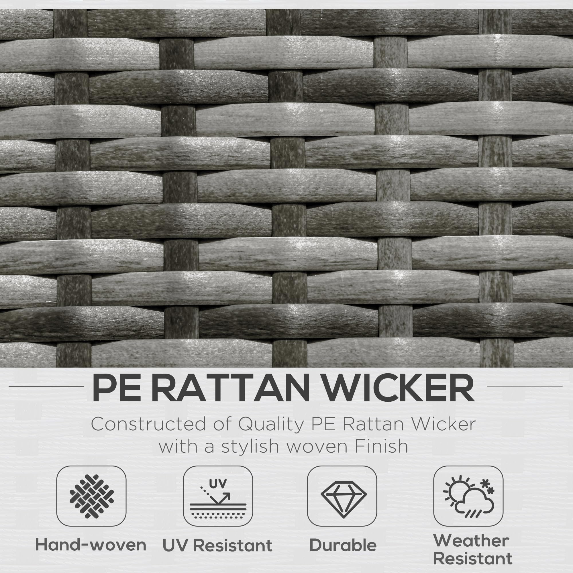 Outsunny 6-Piece Patio Furniture Set - All-Weather PE Rattan Outdoor Wicker Sectional Sofa with Ottoman, Cushions & Tempered Glass Table - Mixed Gray - Perfect for Backyard, Garden, Poolside & Patio Relaxation
