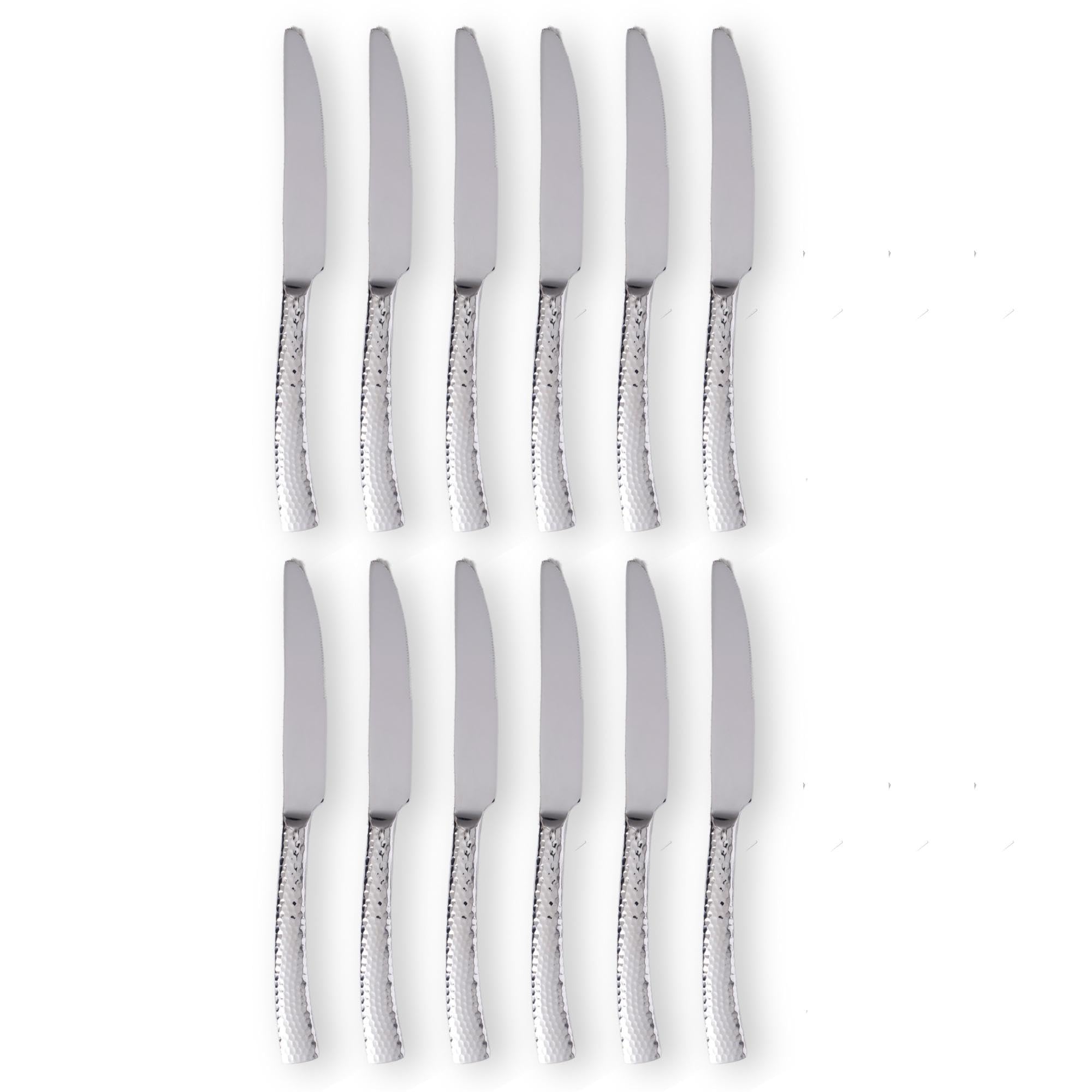 Steelite Varick Malcolm Flatware Set - 18/10 Stainless Steel Silverware with Satin Hammered Texture & Modern Handle - Durable Restaurant Utensils for Commercial Foodservice, Catering, and Fine Dining Use