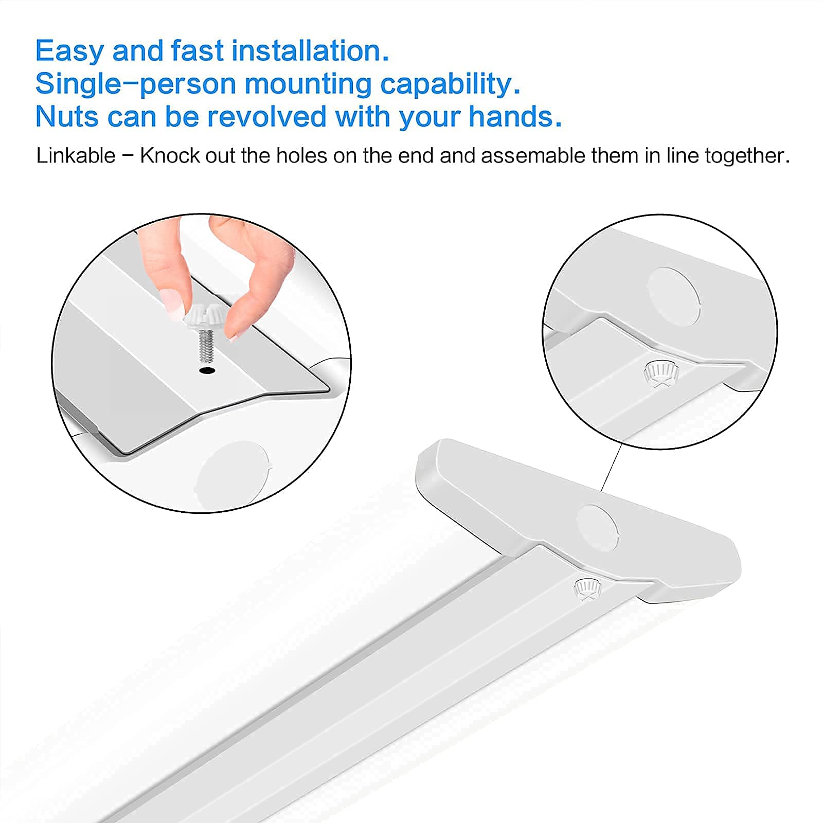 ANTLUX 110W 8FT LED Wraparound Ultra Slim Shop Lights - 12600LM 5000K Daylight White - 8 Foot Flush Mount Ceiling Fixture for Garage, Warehouse & Office - Energy Efficient Fluorescent Tube Replacement (2 Pack) - Perfect for Workspaces, Retail Stores and Home Workshops
