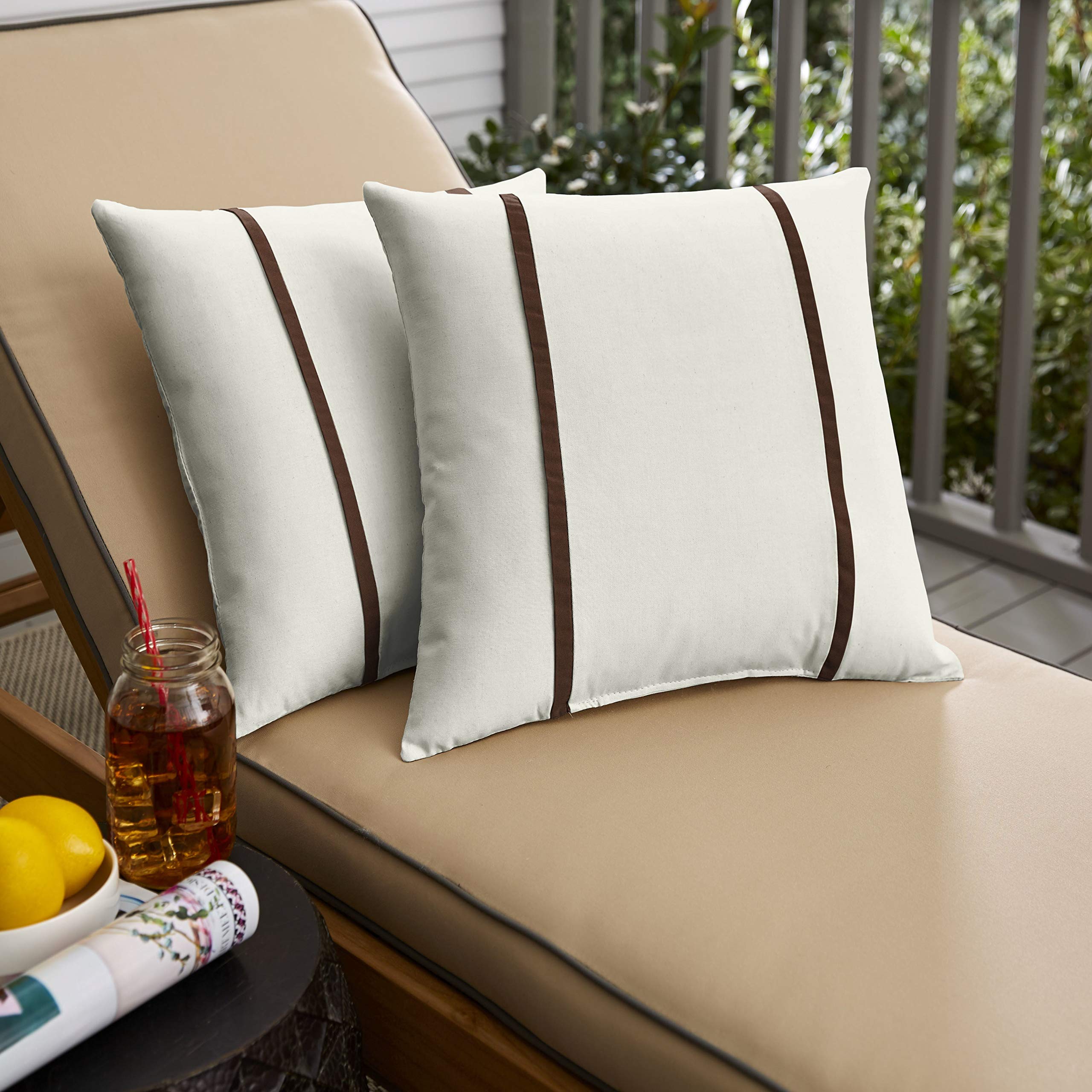 Premium Sunbrella Canvas Indoor/Outdoor Throw Pillows - Set of 2 (22