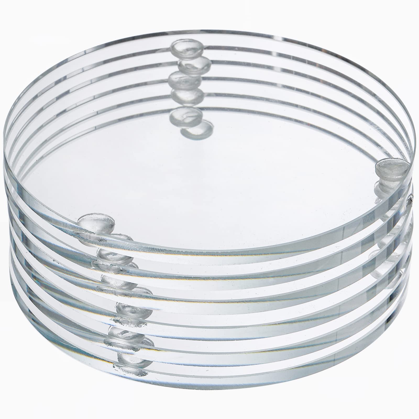 YOUEON Set of 6 Round Clear Glass Drink Coasters - 3.5 Inch Crystal Coasters for Mugs, Cups & Beverages - Elegant Table Decor for Dining, Office, Kitchen, Home & Party Use - Perfect for Protecting Tables from Water Rings & Stains