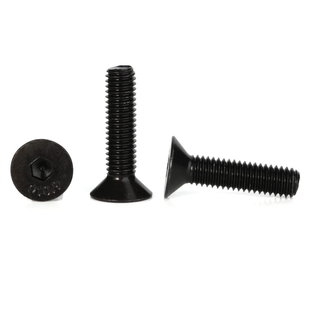 M8-1.25x25mm Grade 10.9 Alloy Steel Flat Head Socket Cap Screws - 25pcs for Furniture & Machinery Assembly
