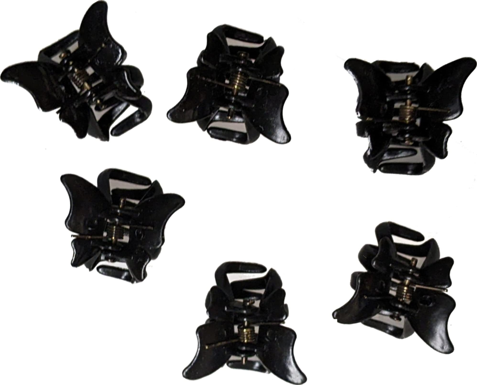 6pcs 2cm Black Butterfly Hair Clips for Women & Girls - Party & Daily Use
