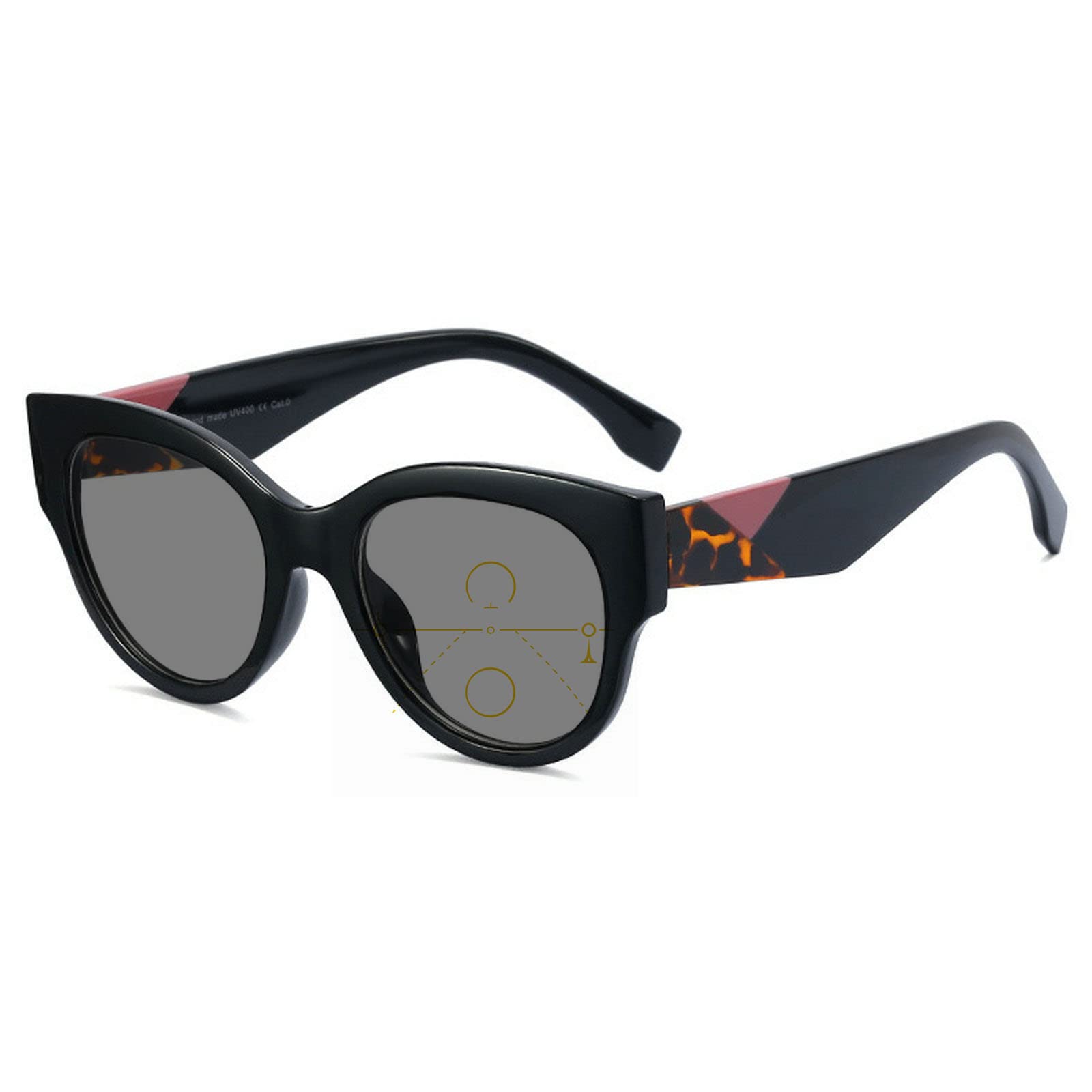 Progressive Multifocal Transition Photochromic Reading Glasses for Women - Cat Eye Style, Near & Far Dual Use - Perfect for Driving, Reading & Outdoor Activities