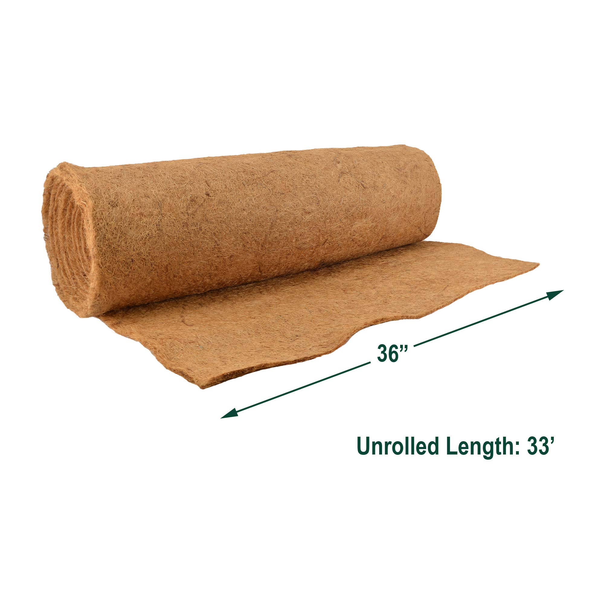 **Arcadia Garden Products 1607 36” x 33' Natural Coconut Coir Fiber Liner Roll for Planters & Flower Baskets – Durable, Eco-Friendly Garden Liner for Indoor & Outdoor Plants**    *(Use for hanging baskets, raised beds, and decorative planters to enhance drainage and root health.)*