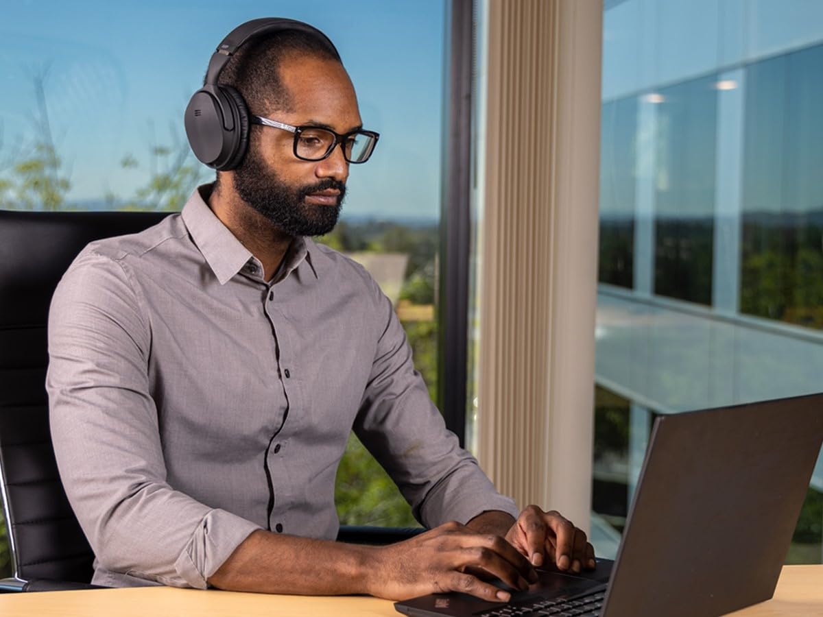 Monoprice Wireless Over Ear Headphones with Active Noise Cancelling (ANC) - Bluetooth 5.0, 40mm Drivers, Qualcomm aptX Audio, 30+ Hour Playtime - Perfect for Travel, Work & Commuting (Black)