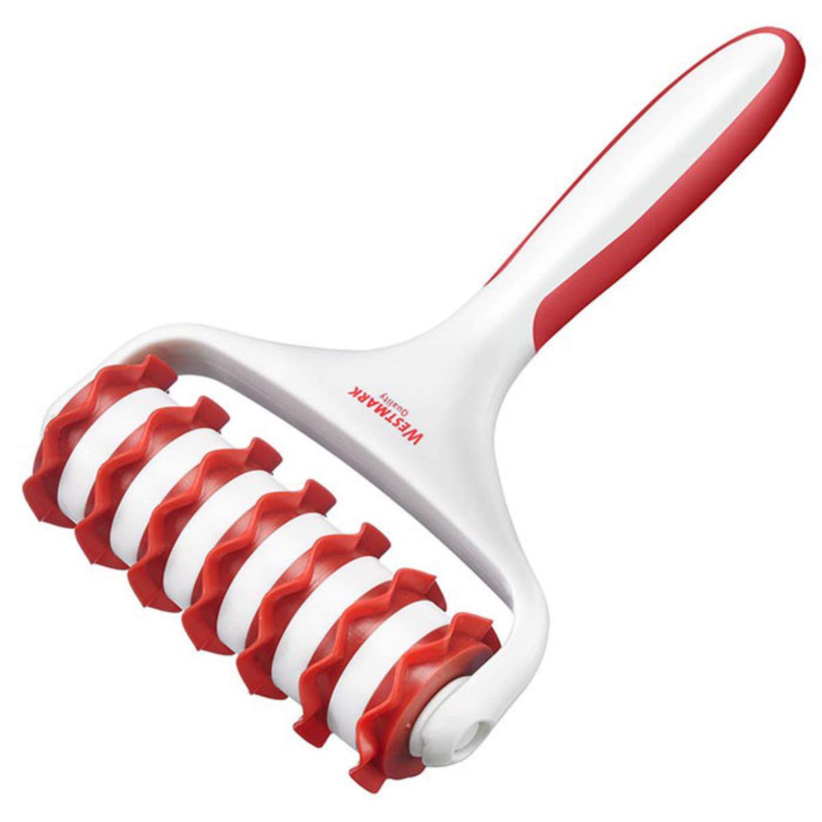 Westmark 7-Wheel Dough Strip Cutter - White & Red Stainless Steel Pastry Wheel for Perfect Pie Crusts, Pasta, and Cookies - Ideal for Baking, Cooking, and Holiday Dessert Preparation