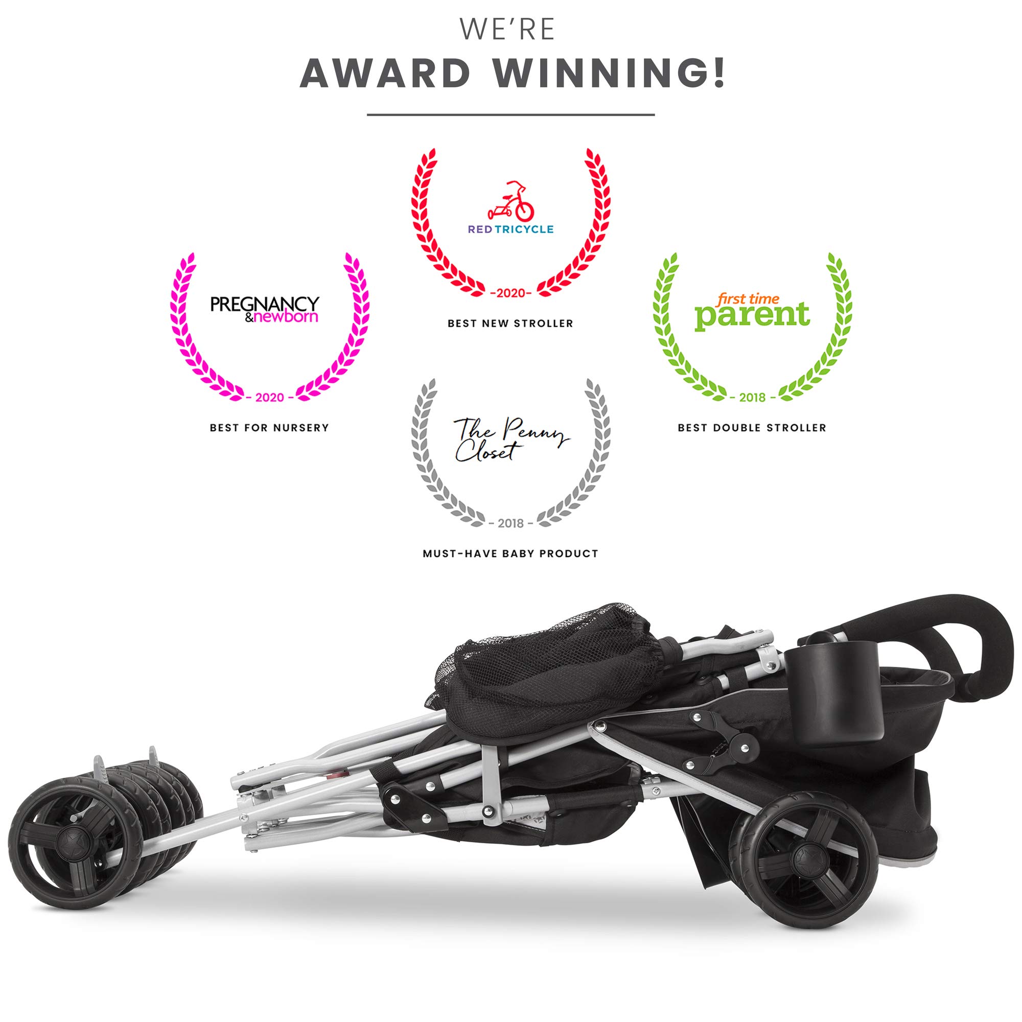 Jeep Scout Double Stroller for Toddlers - Side by Side Baby Stroller with Adjustable Canopy & Storage Basket, Charcoal Galaxy - Perfect for Twins, Siblings or Daycare Outings