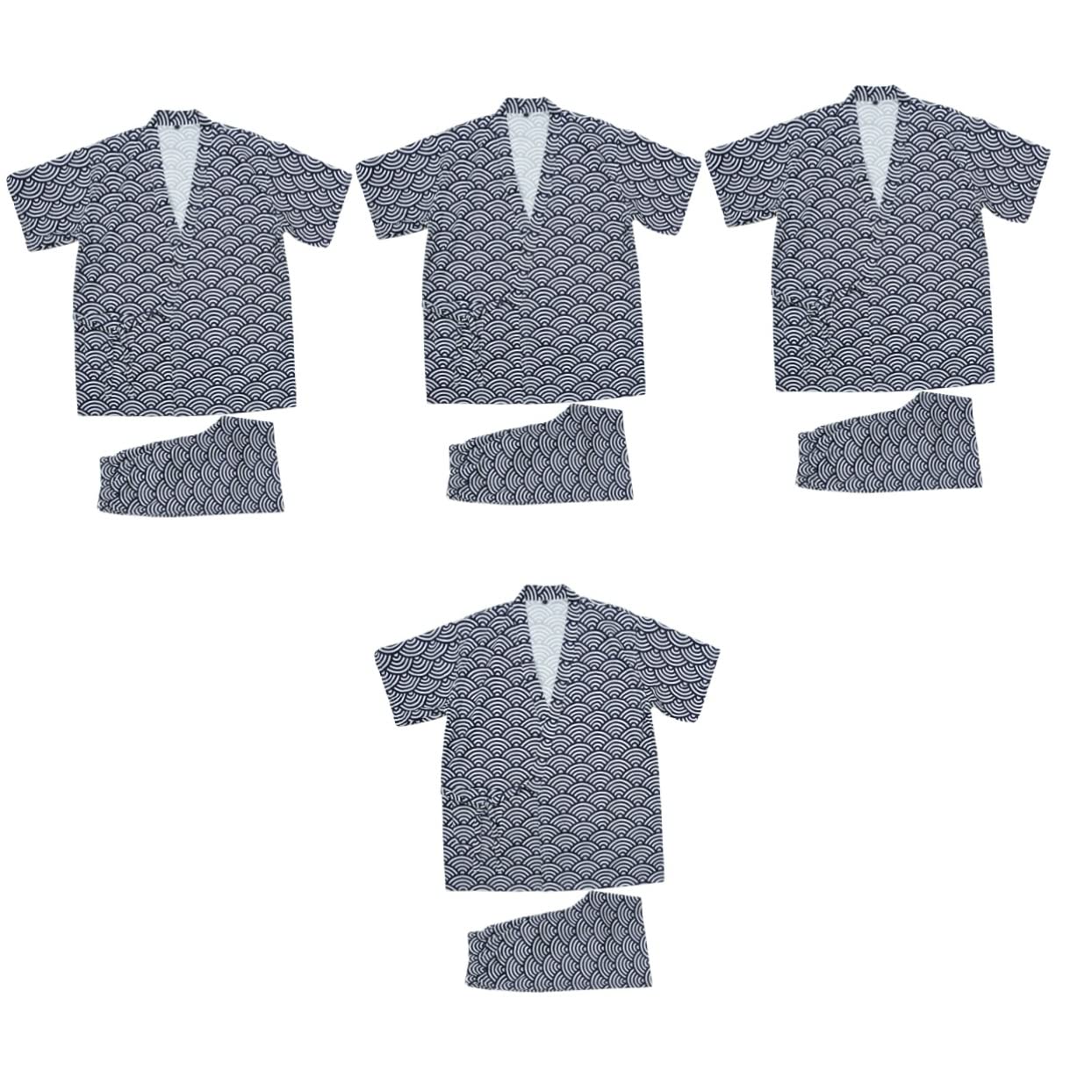 Healifty 4-Piece Japanese Kimono Sleepwear Set - Cotton Bathrobe, Lounge Pants & Top for Women & Men - Spa, Sauna, Salon, Home Massage & Nightwear | Comfortable Pajama Style Loungewear for Relaxation