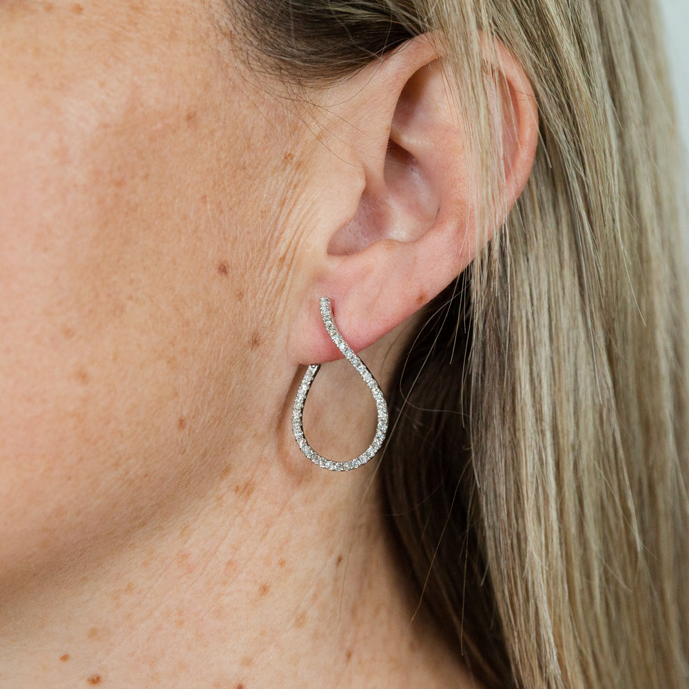 14ct White Gold 1 Carat Diamond Hoop Earrings for Women - Elegant Circle Dangle Earrings for Wedding, Party & Everyday Wear