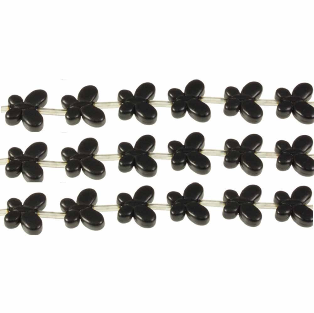 Black 15x20mm Butterfly Chalk Turquoise Dyed Beads - Pack of 19 for Jewelry Making, DIY Crafts, and Bracelet Designs