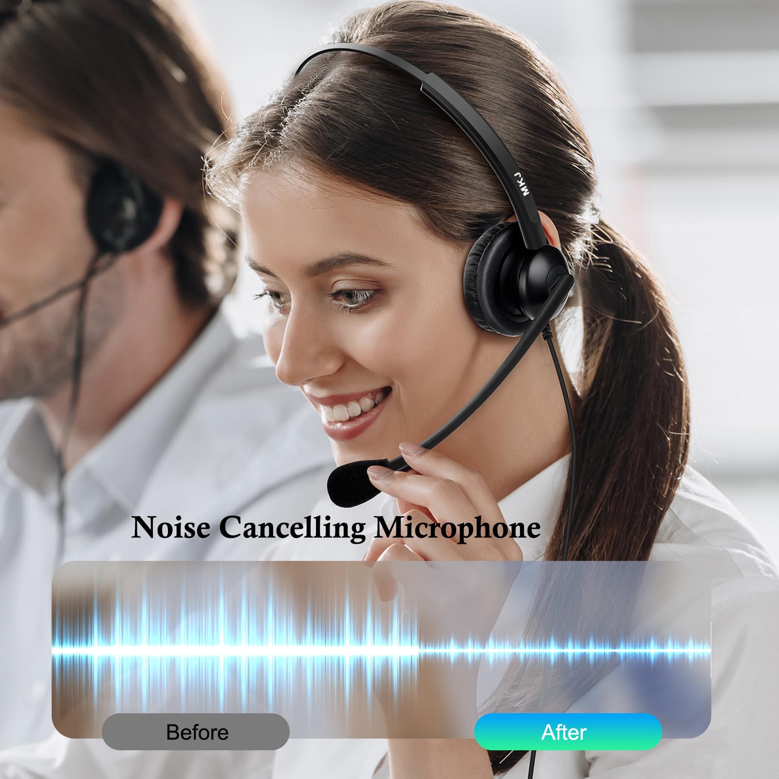MKJ Wired Telephone Headset with Noise Cancelling Microphone - Compatible with Cisco CP-7821, 7861, 7942G, 7960G, 7975G, 7841, 8811, 8841, 8851, 8861, 8865 & 9951 - Ideal for Office Calls, Customer Service & Remote Work