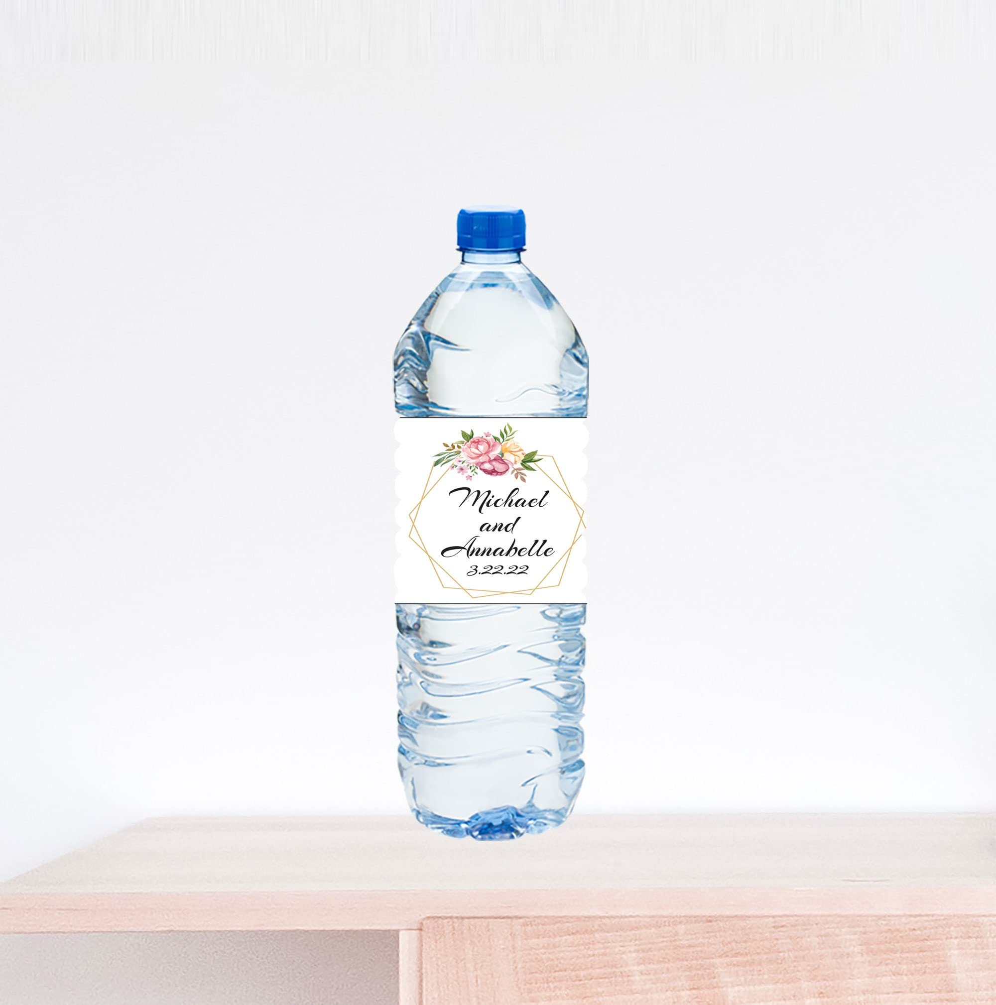 Personalized Wedding Wreath Water Bottle Labels with Custom Date - Perfect for Bridal Showers, Wedding Favors & Anniversary Celebrations