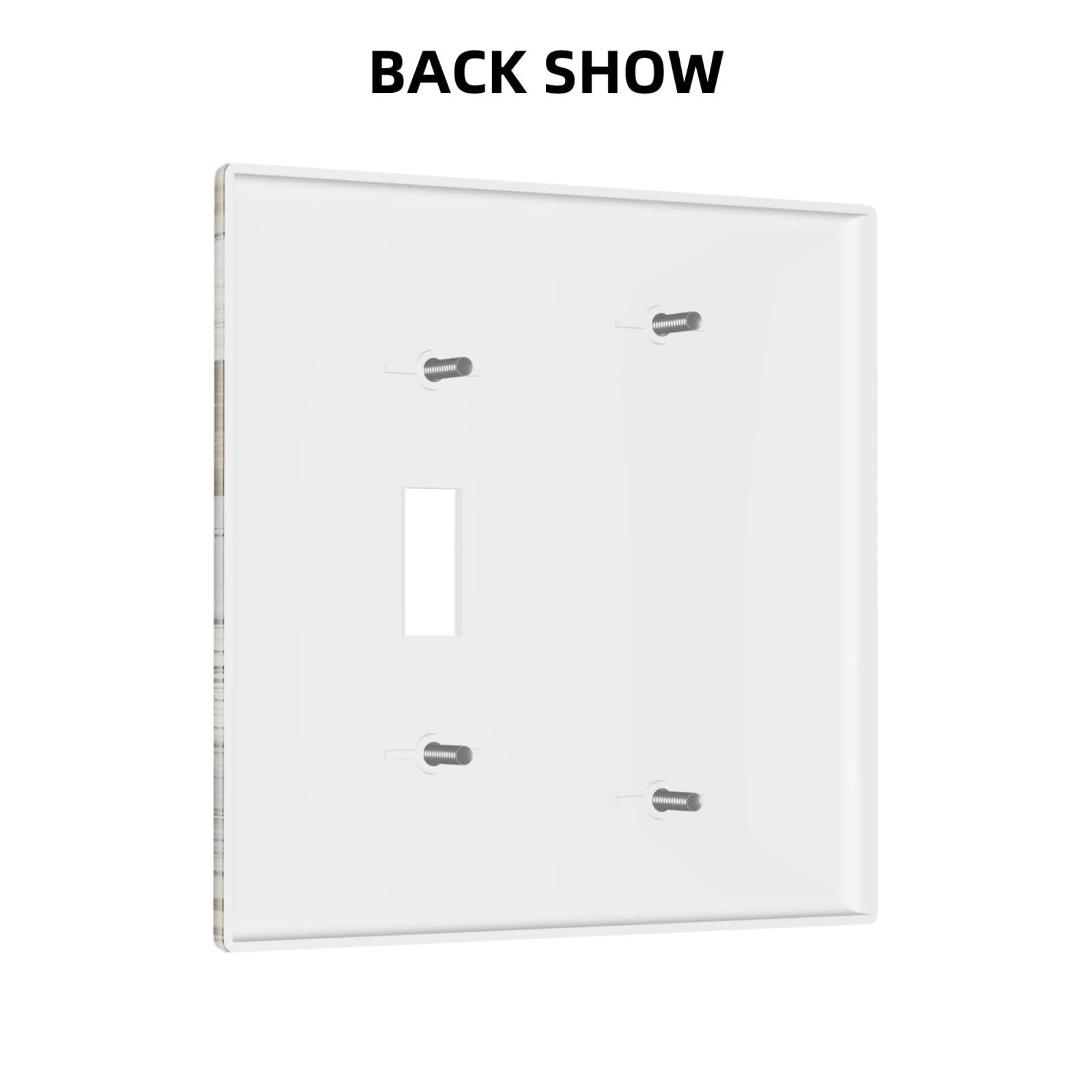 Farmhouse Style 2 Gang 1 Blank 1 Toggle Switch Plate Cover - Rustic Wood Print Wall Plate - Standard Size 4.5 x 4.5 Inch - Decorative Outlet Cover for Living Room, Bedroom & Kitchen