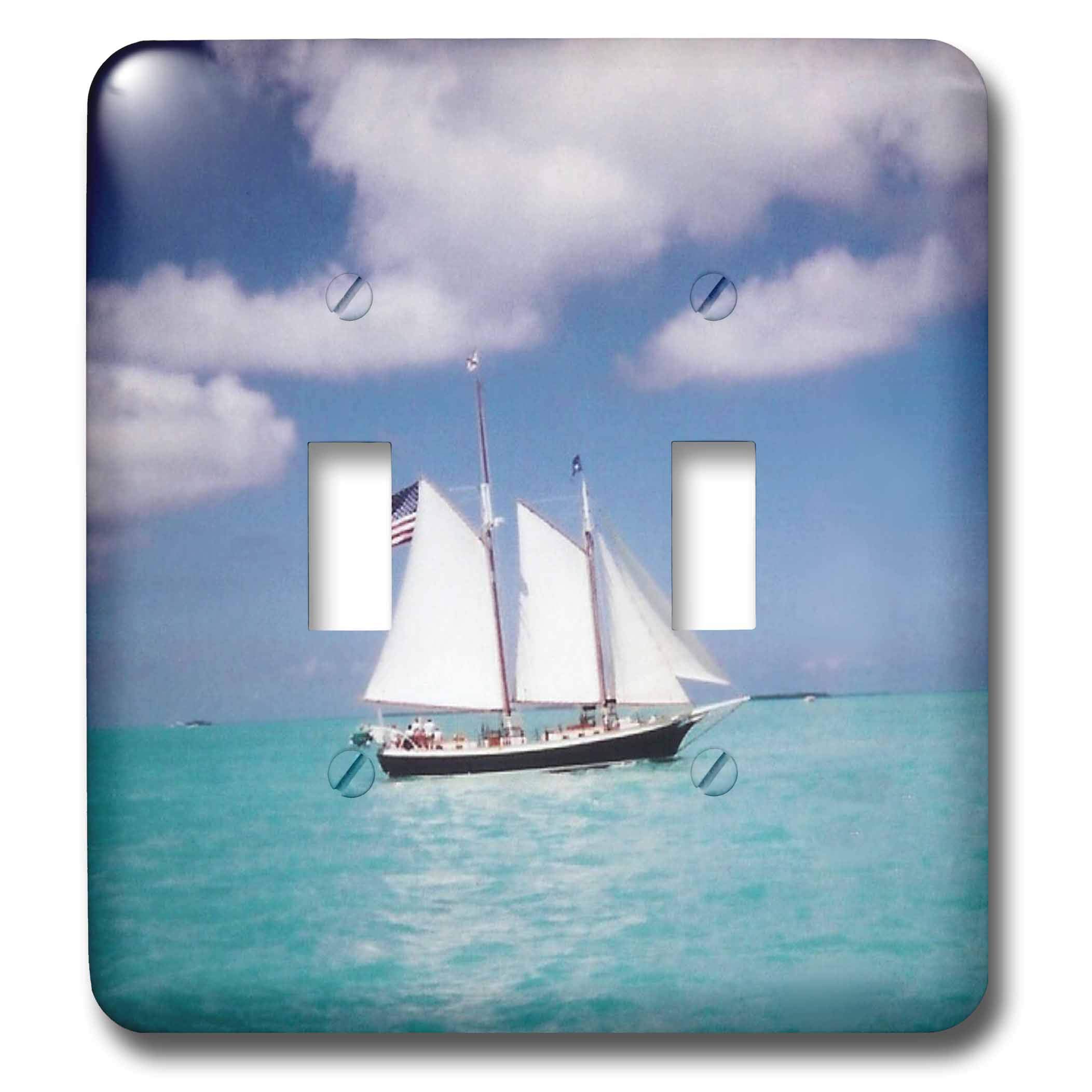3dRose Serene Sailboat on Beautiful Ocean Double Toggle Switch - Wall Plate Cover for Home, Office & Boat Decor
