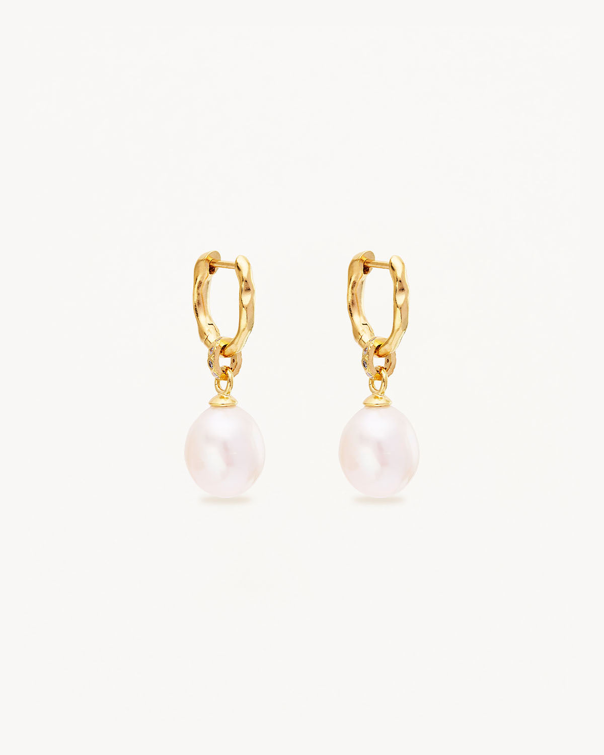 18K Gold Vermeil Embrace Stillness Pearl Hoop Earrings - Elegant & Dainty Pearl Studs for Women, Perfect for Weddings, Parties & Everyday Wear