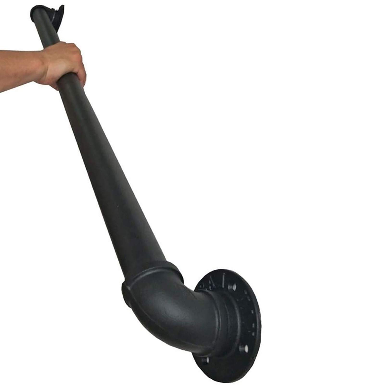 5ft Industrial Matte Black Galvanized Iron Pipe Handrail Kit - Indoor/Outdoor Stair Railing for Elderly Safety, Loft & Industrial Style Home Decor - Perfect for Stairs, Porches, and Accessibility Needs