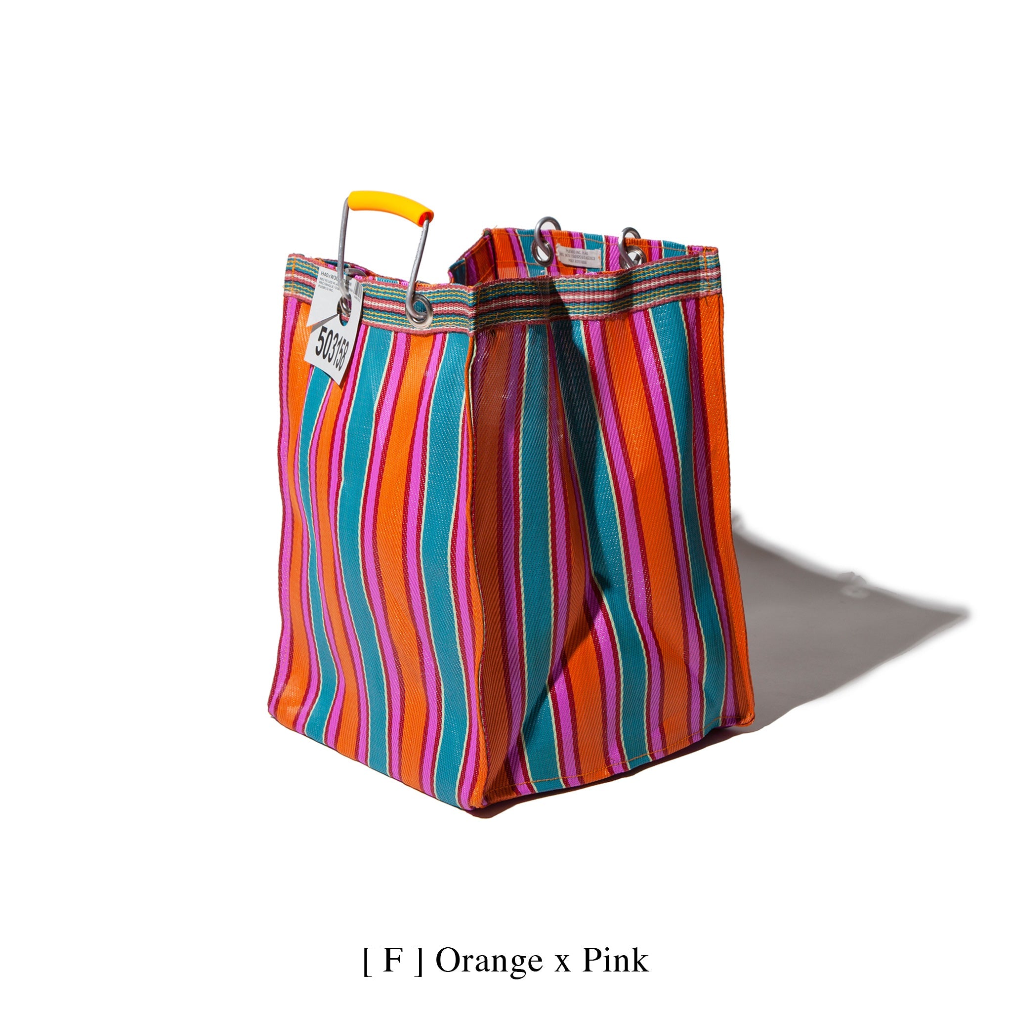 Eco-Friendly Recycled Plastic Stripe Bag - Rectangle D26 Reusable Shopping Tote for Groceries, Beach & Daily Use