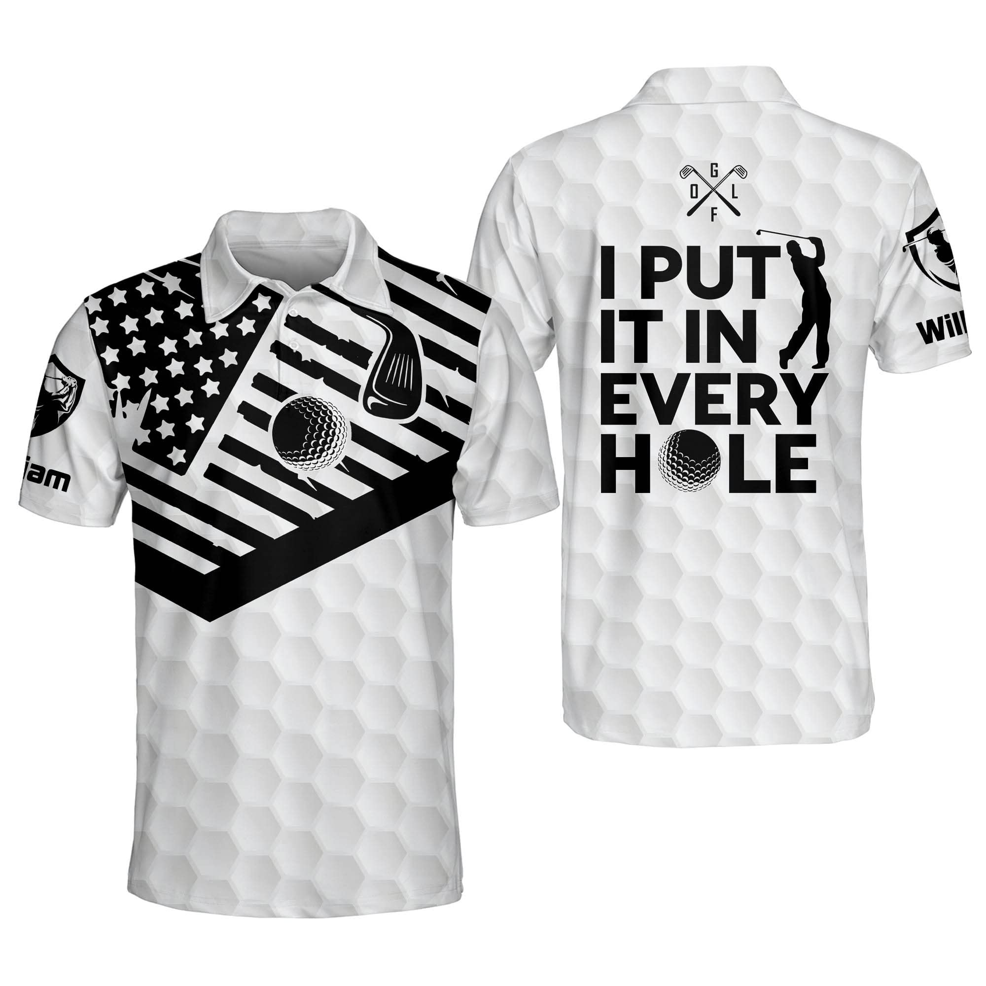 American Flag Golf Polo Shirts for Men - Funny 'I Put It In Every Hole' Design - Lightweight Short Sleeve Performance Shirt - Perfect Golf Gift for Dad & Friends - Ideal for Golf Tournaments, Country Club Events & Casual Summer Wear