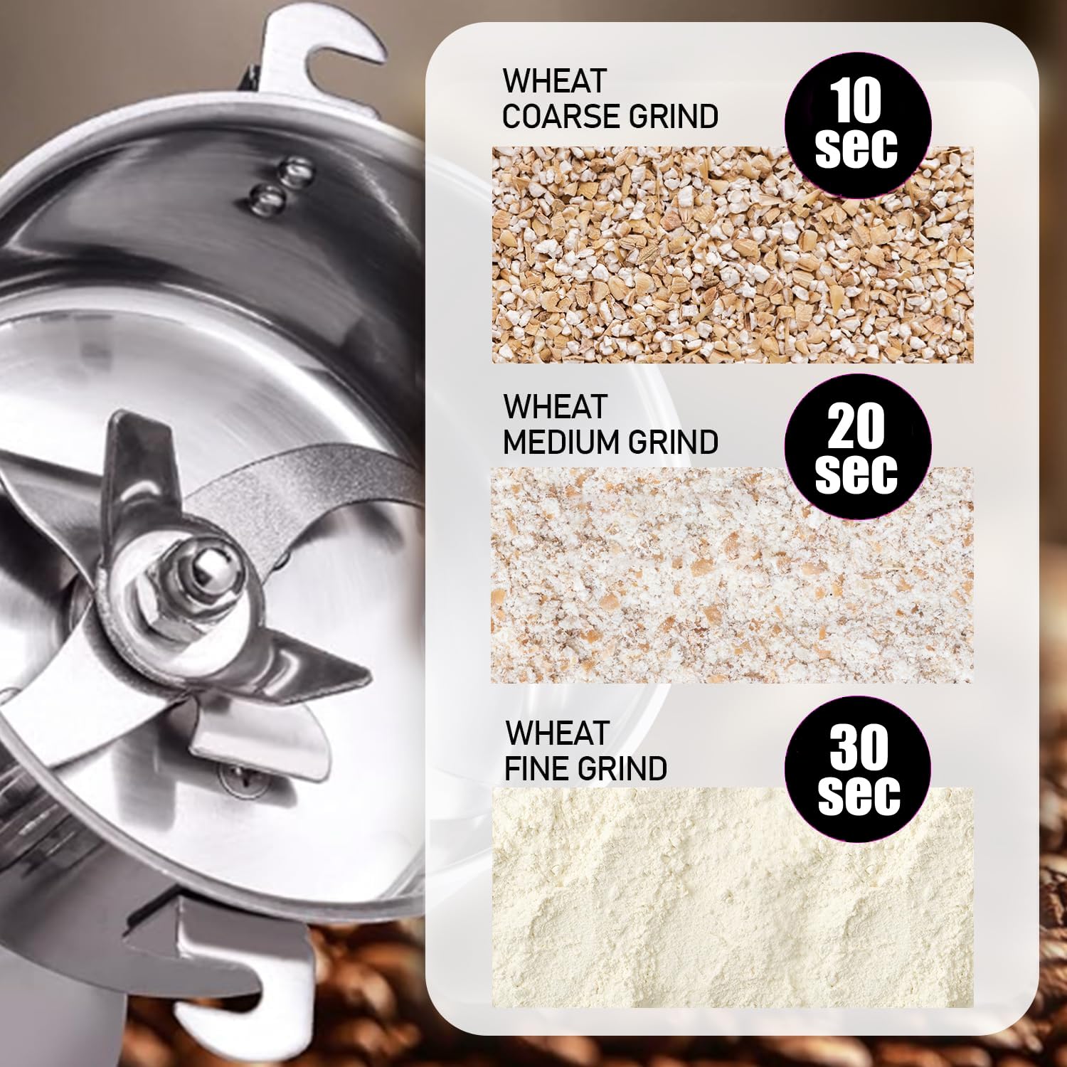 150g Electric Grain Grinder Mill - 850W High-Speed Stainless Steel Spice & Herb Grinder for Corn, Flour, Wheat, Pepper, Coffee Beans | Perfect for Home Baking, Coffee Brewing & Spice Preparation