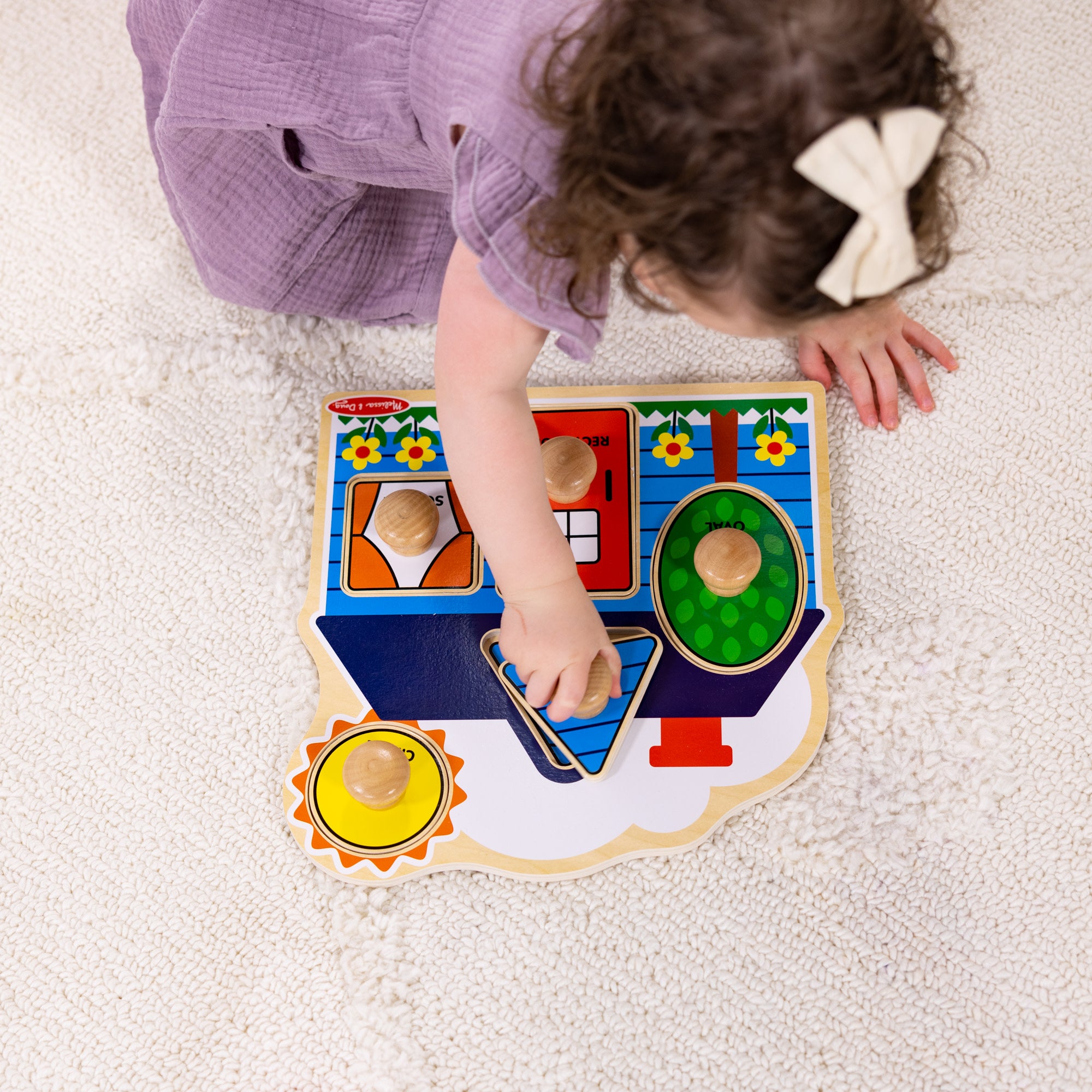 First Shapes Jumbo Peg Puzzle - 5 Piece Toddler Learning Toy for Fine Motor Skills & Shape Recognition - Perfect for Preschool Classroom, Daycare & Home Playtime