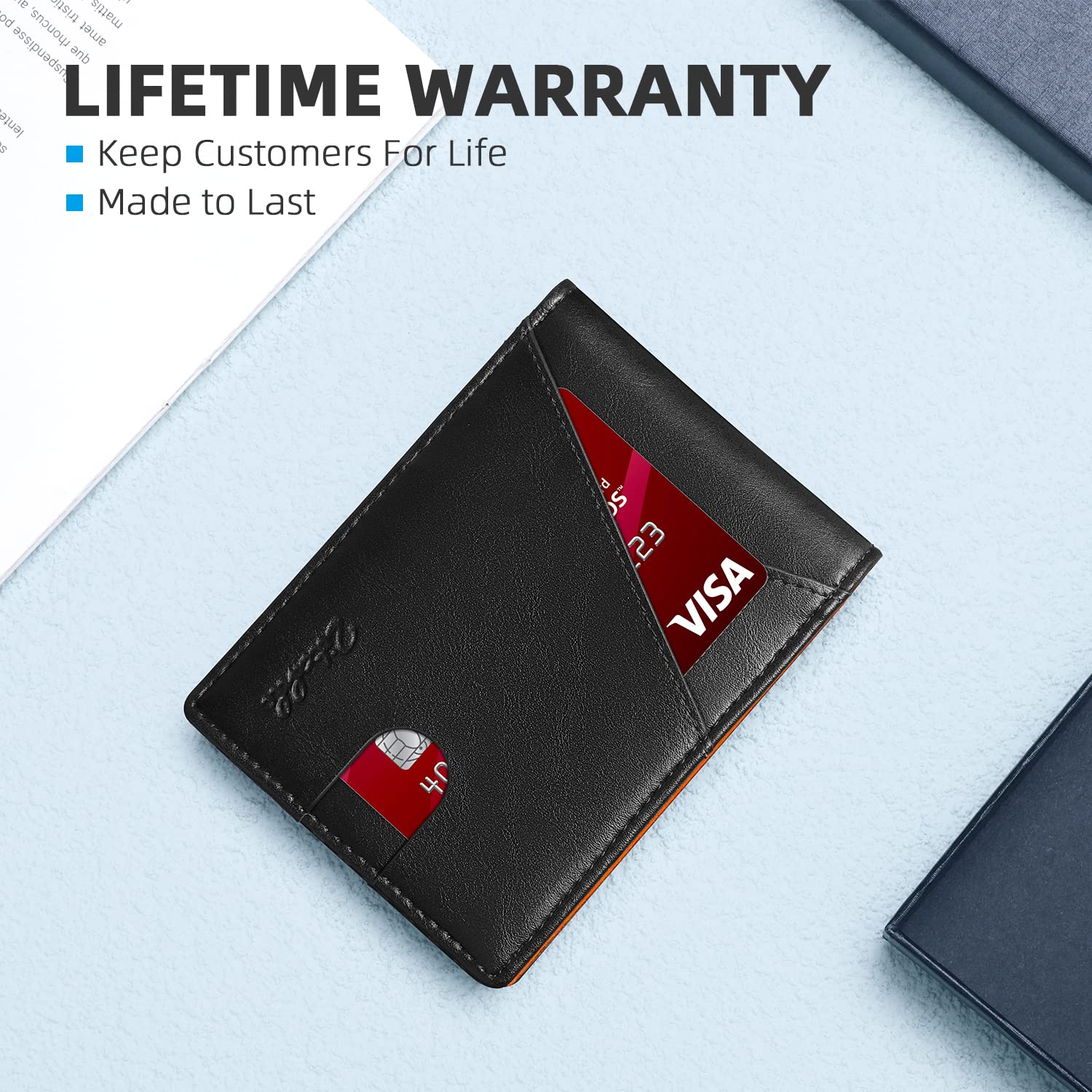 Zitahli Men's Slim RFID Blocking Leather Wallet - Premium Bifold Front Pocket Wallet with Gift Box, Leather Card Holder for Everyday Carry - Perfect for Travel, Business & Daily Use